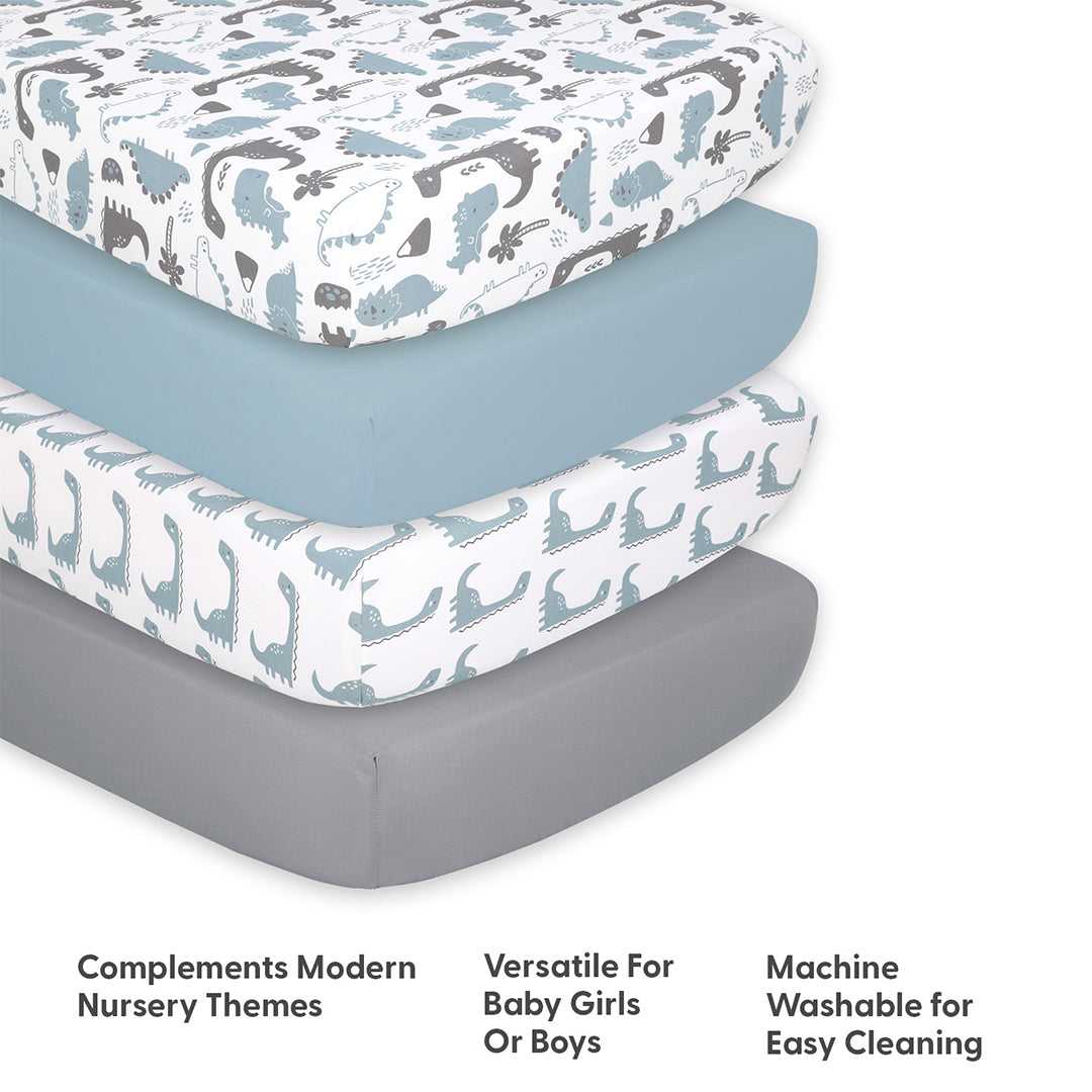 Dinosaur 4-Pack Fitted Crib Sheet Set - Image 4