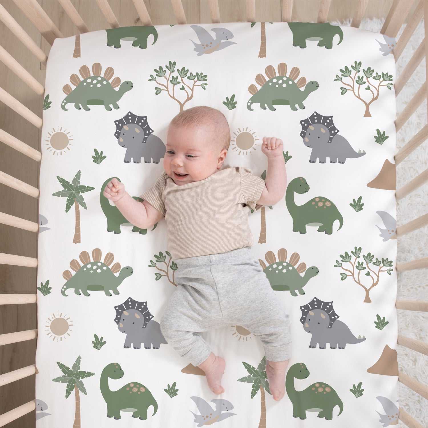 Dinosaur Dreams 3 Piece Baby Crib Bedding Set for Boys - Image 3
