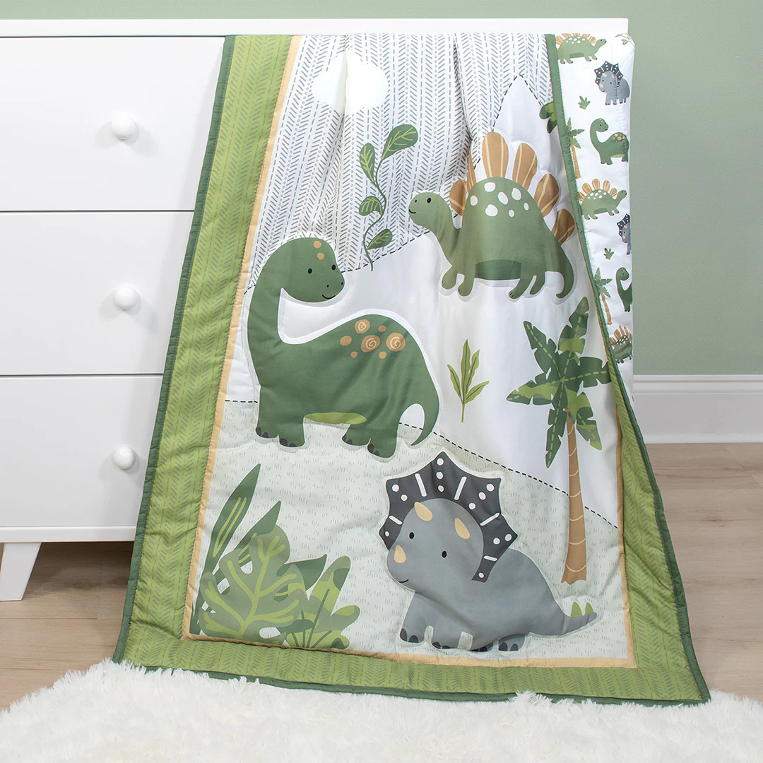 Dinosaur Dreams 3 Piece Baby Crib Bedding Set for Boys - Image 5