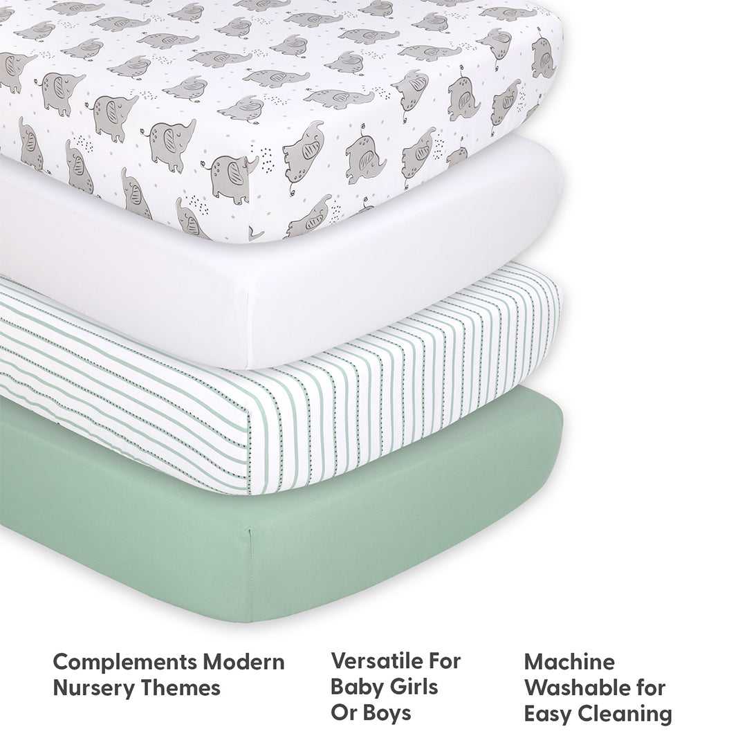 Elephant 4-Pack Fitted Crib Sheet Set - Image 4