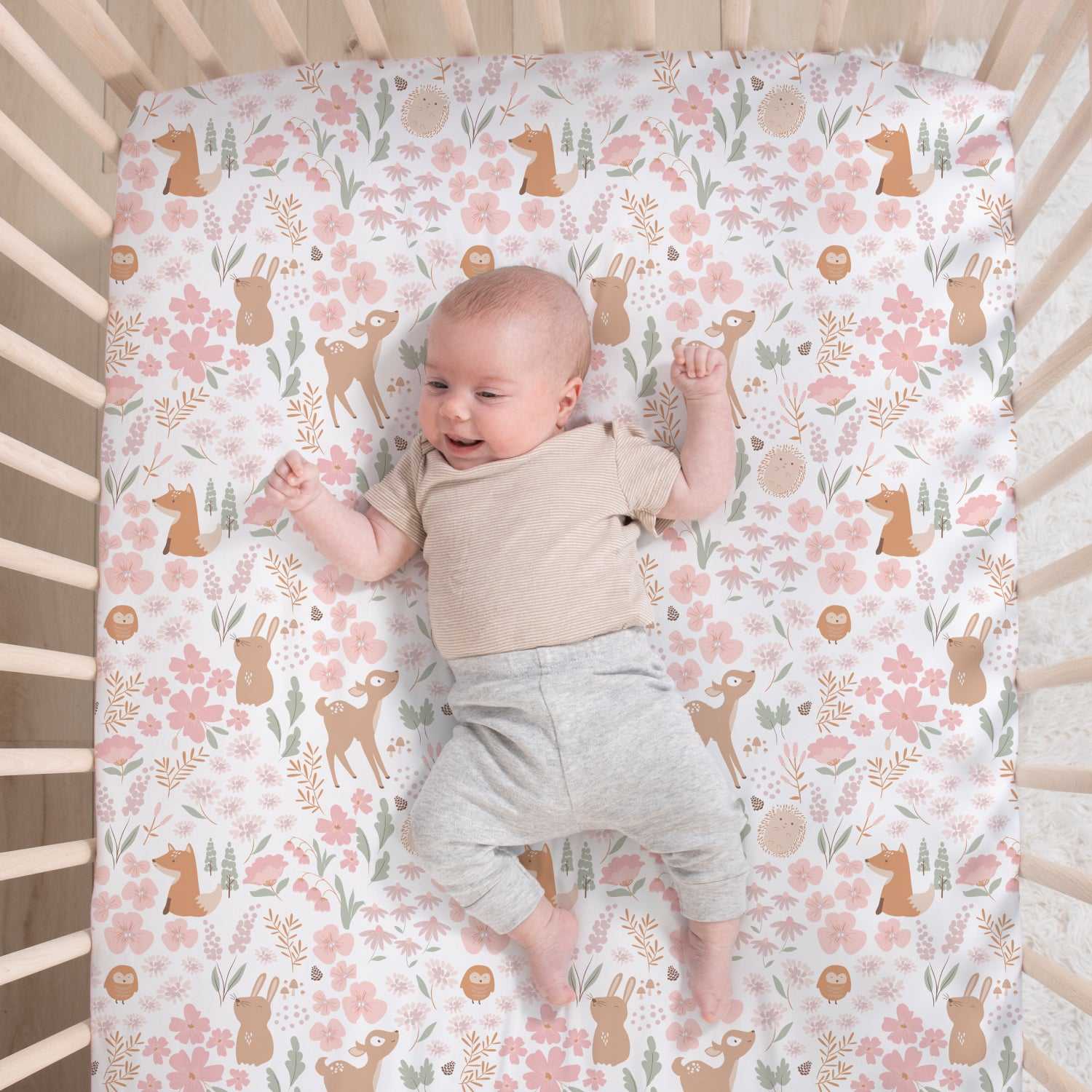 Fairytale Forest 3 Piece Baby Crib Bedding Set for Girls - Image 4