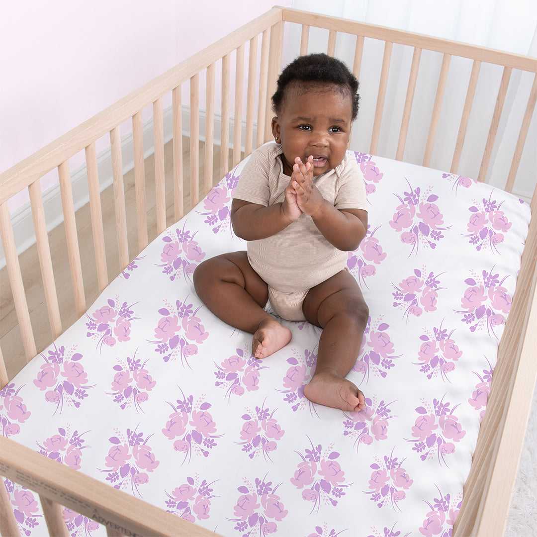 Floral 4-Pack Fitted Crib Sheet Set - Image 5