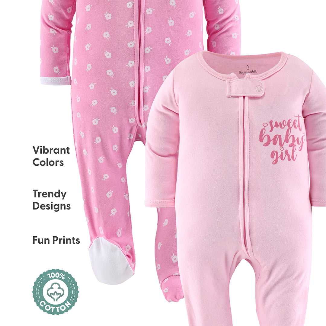 Floral Love Baby Sleepers for Girls Set of 3 - Image 3