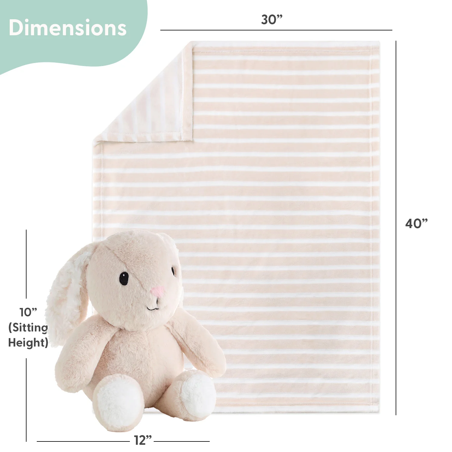 Fluffy Bunny Plush Stuffed Animal and Blanket Gift Set - Image 3