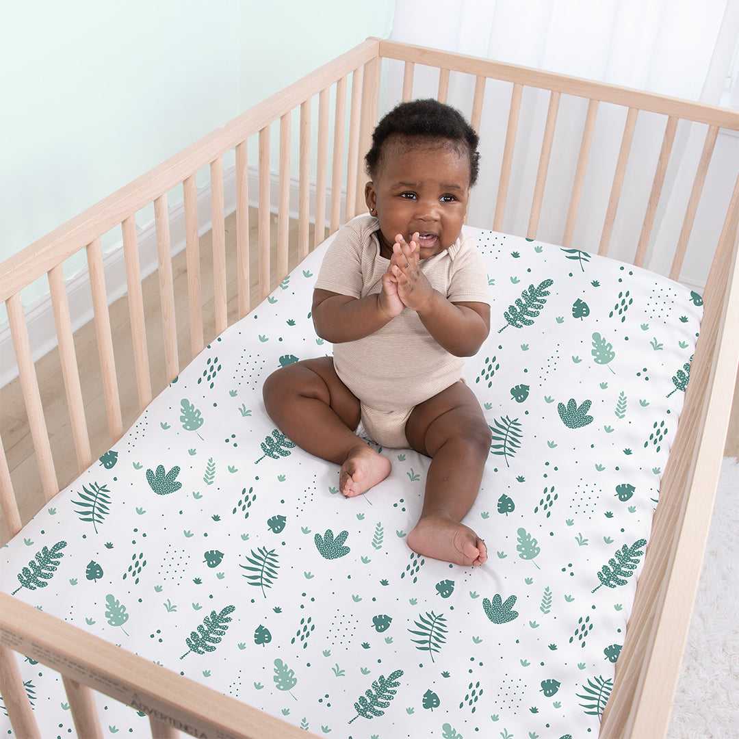 Green Botanical 4-Pack Fitted Crib Sheet Set - Image 5