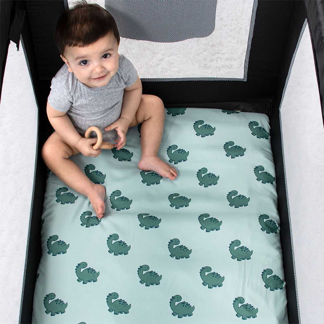 Green Dino Playard Mini Crib Sheets, 3-Pack - Image 5