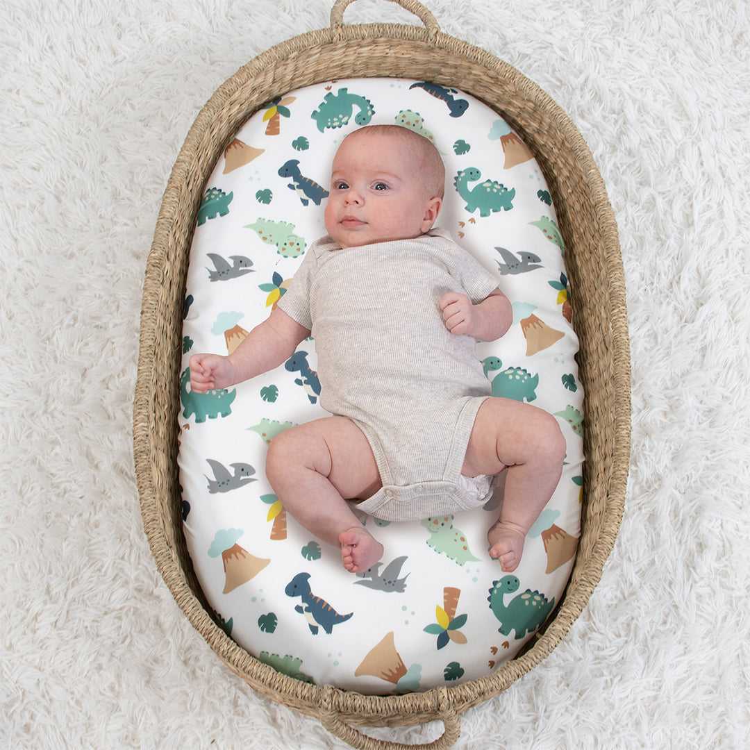 Green Dino Baby Bassinet Sheets 4-Pack for Girls - Image 6