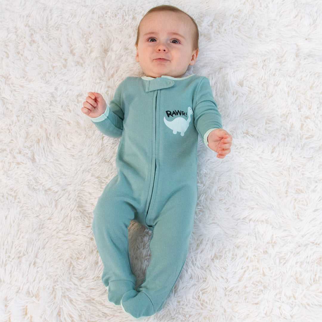 Green Dino Baby Sleepers for Boys Set of 3 - Image 5