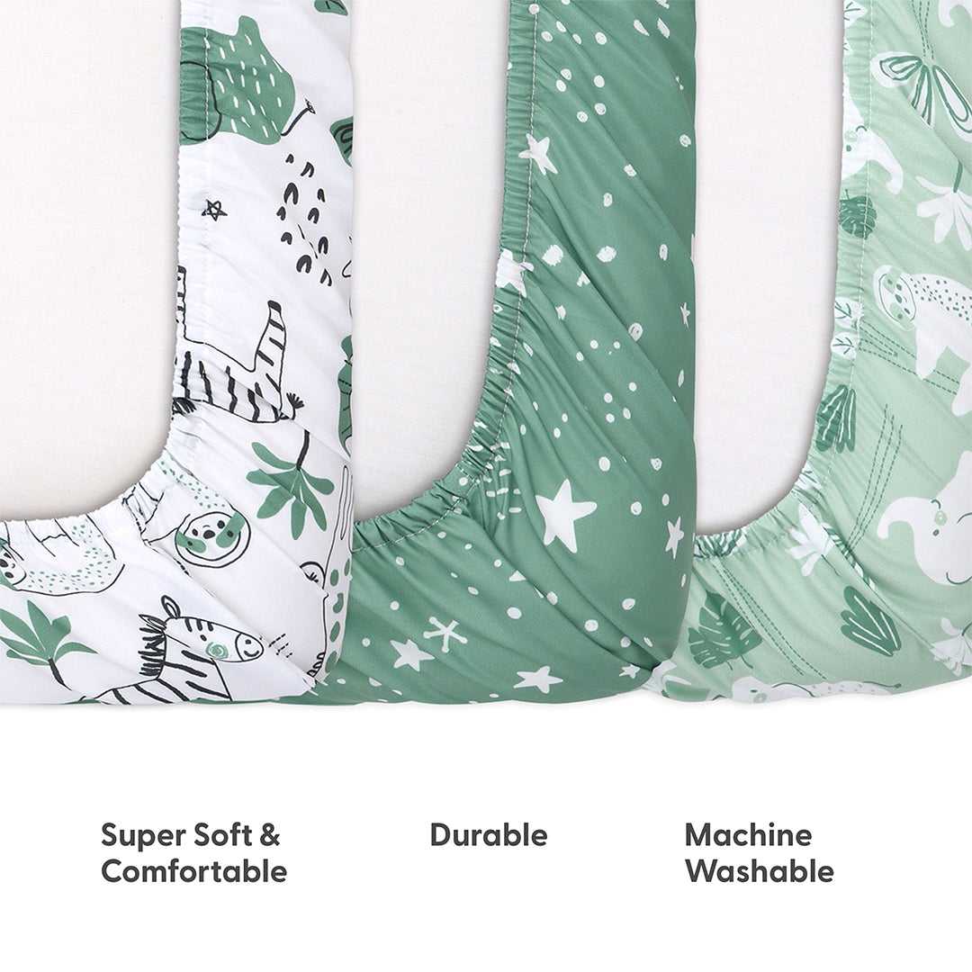 Green Safari Playard Mini Crib Sheets, 3-Pack - Image 6