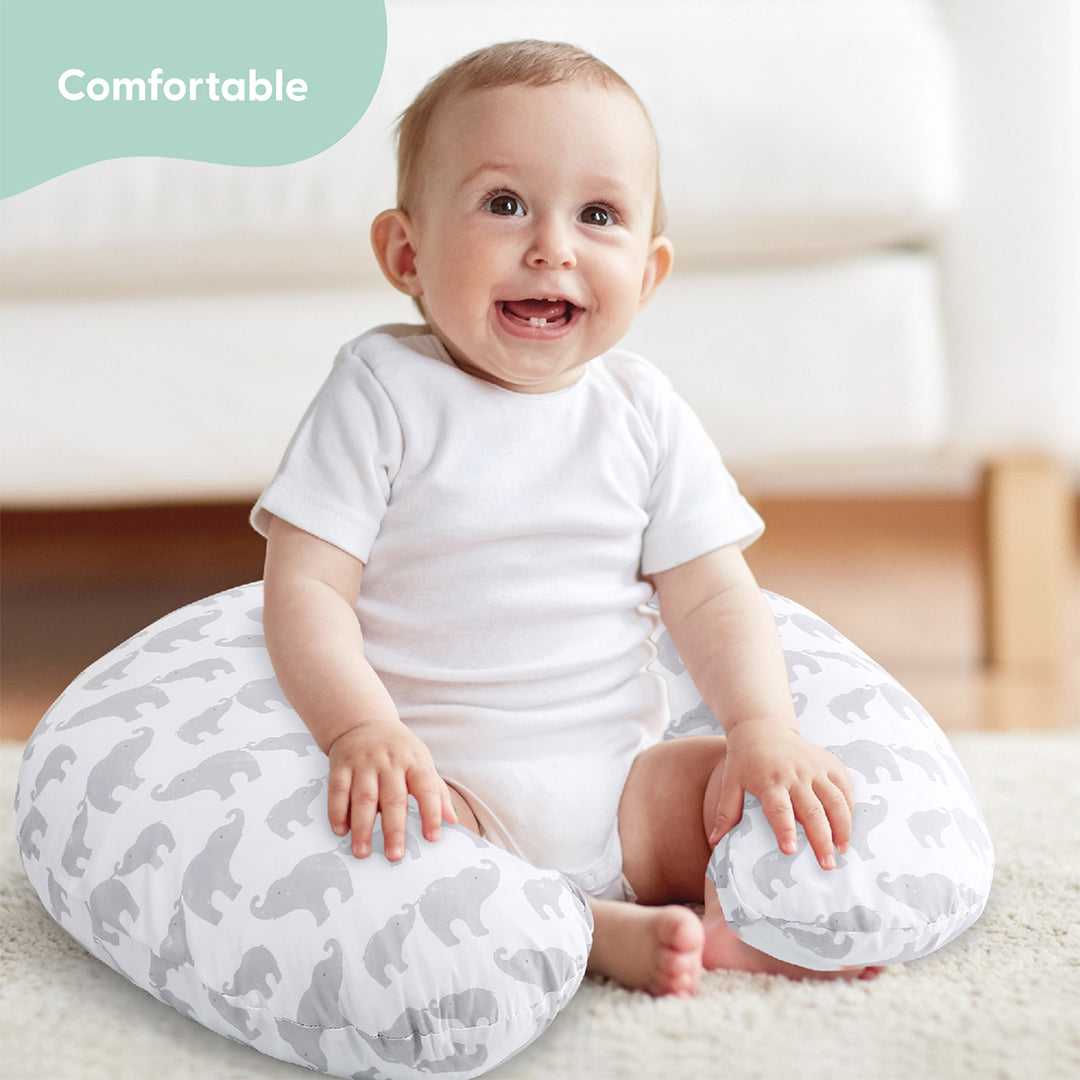 Gray Elephant Nursing Pillow & Cover - Image 3