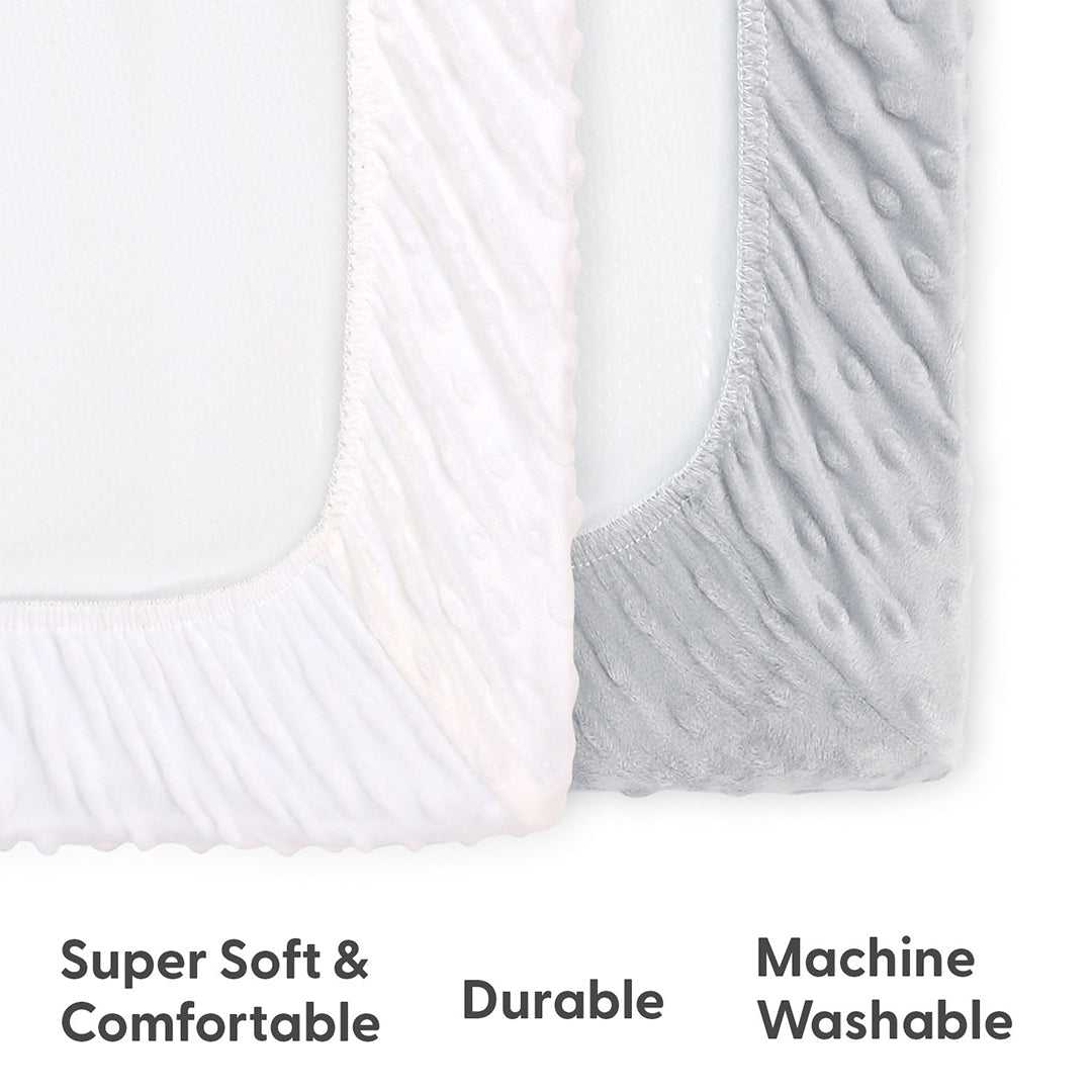 Gray & White Minky Baby Girl or Boy Changing Pad Covers Set of 2 - Image 4