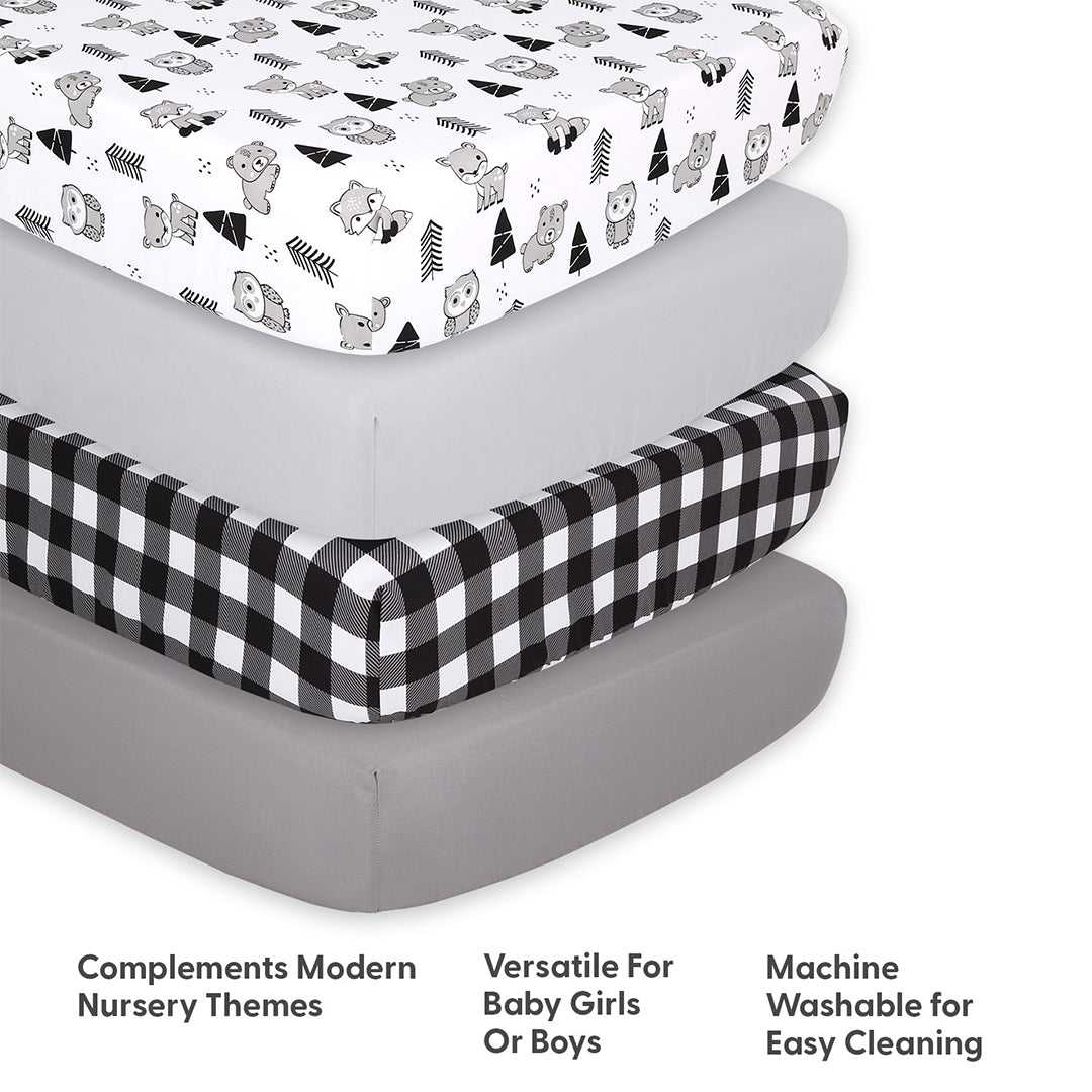 Grey Woodland 4-Pack Fitted Crib Sheet Set - Image 5