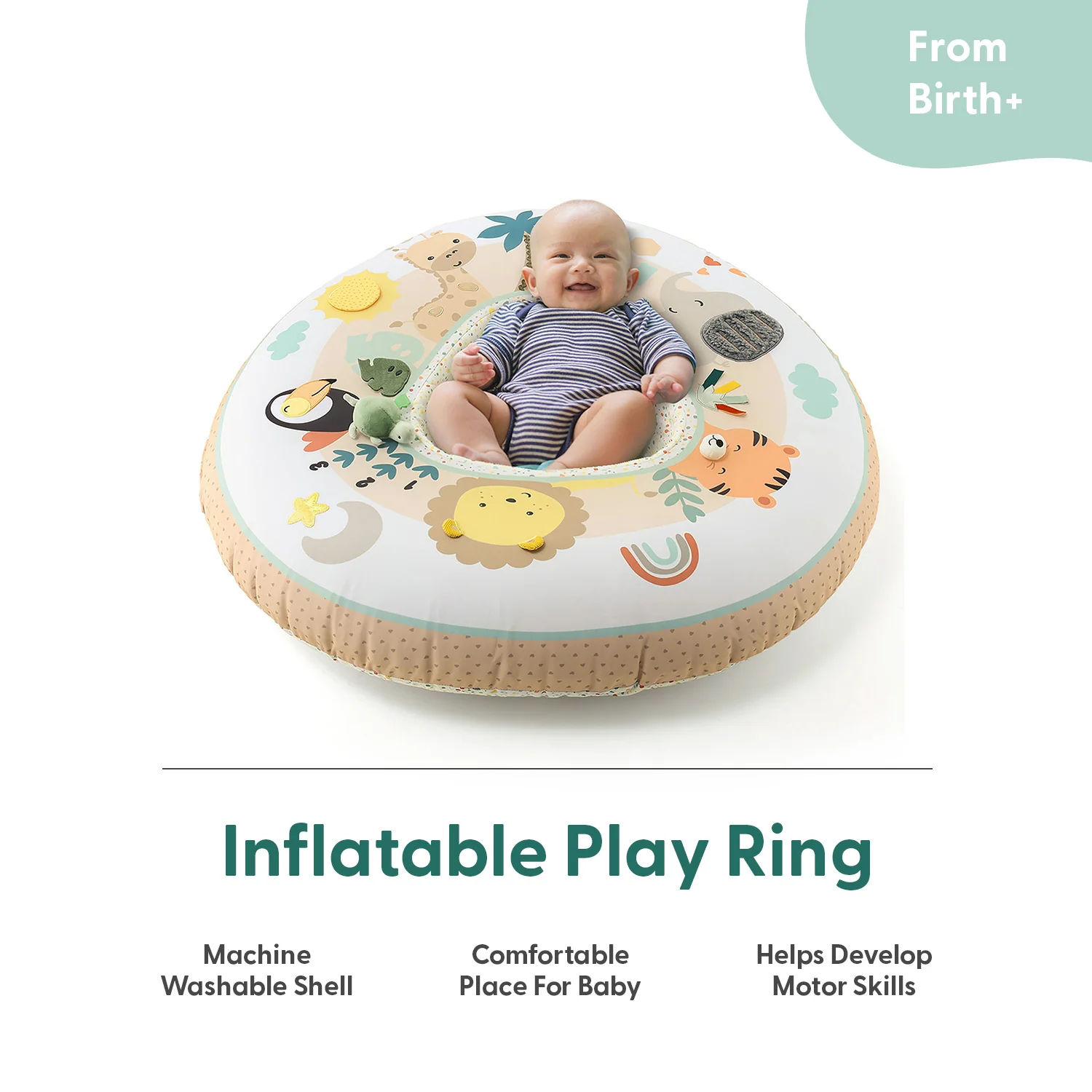 Inflatable Play Ring Activity Center - Beige Safari - Image 2