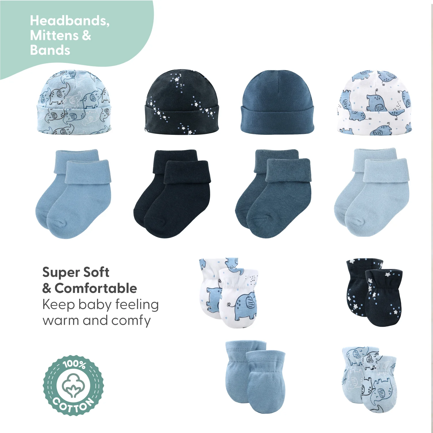 Clothing Gift Set for Baby Boys - Elephant Blue, 30 Piece - Image 7