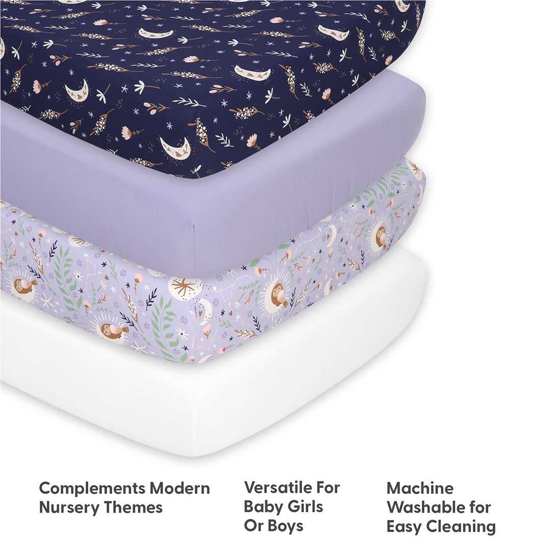 Lunar Love 4-Pack Baby Girl Fitted Crib Sheet Set - Image 4