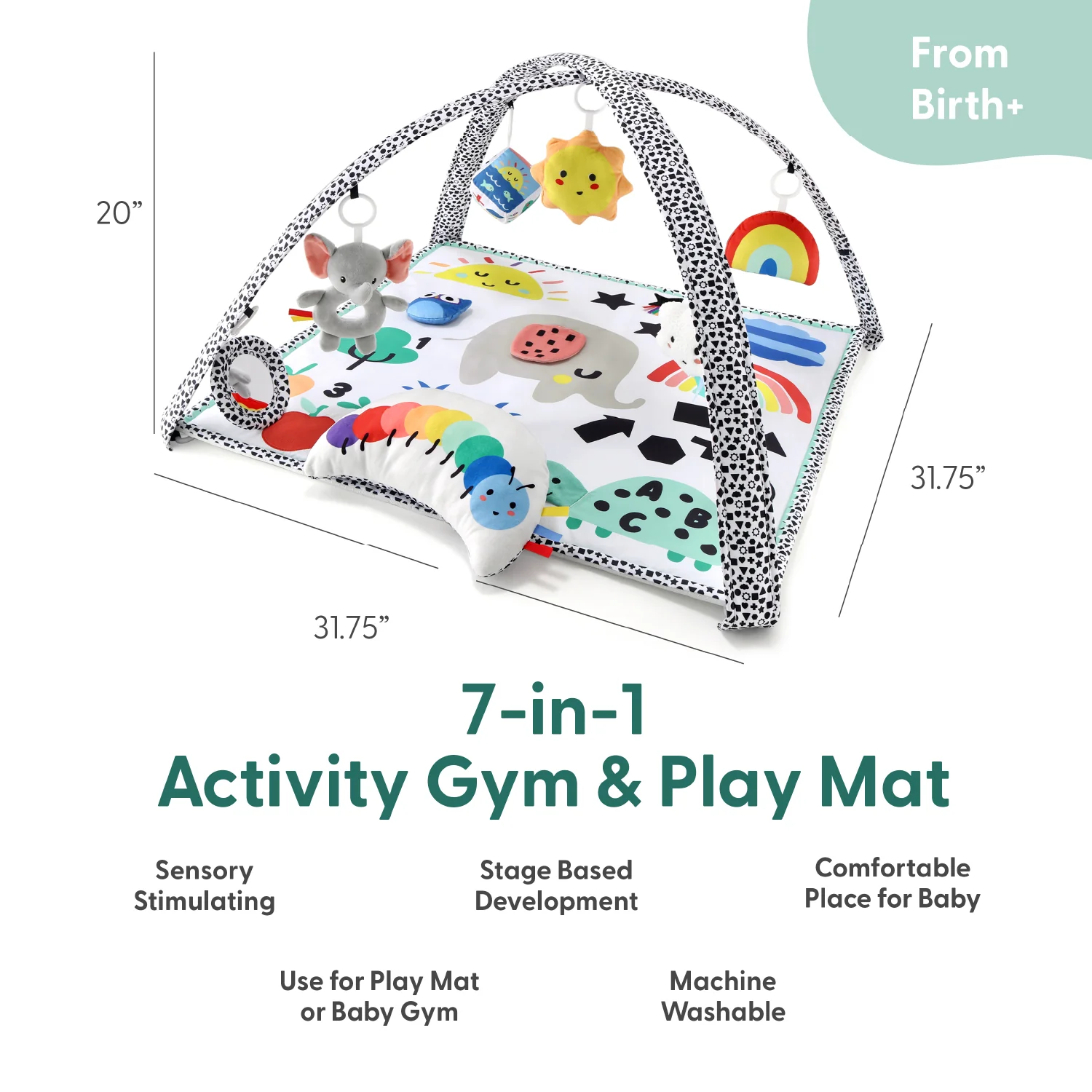 Montessori Elephant Baby Play Gym & 7-in-1 Play Mat - Image 3