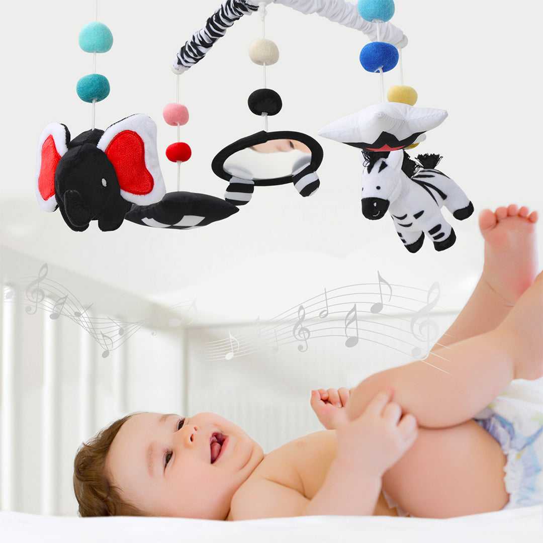 Montessori Neutral Musical Crib Mobile for Baby Boys and Girls, Black and White - Image 5