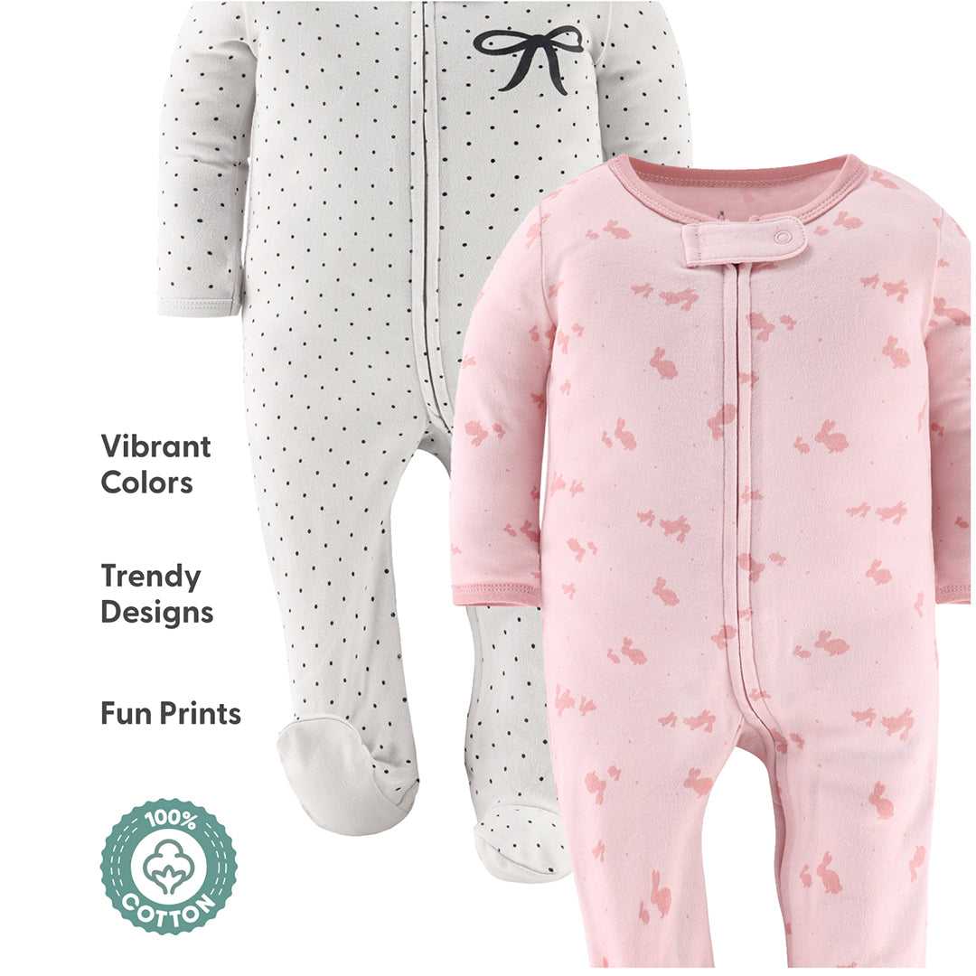 Pink Balletcore Baby Sleepers for Girls Set of 3 - Image 3