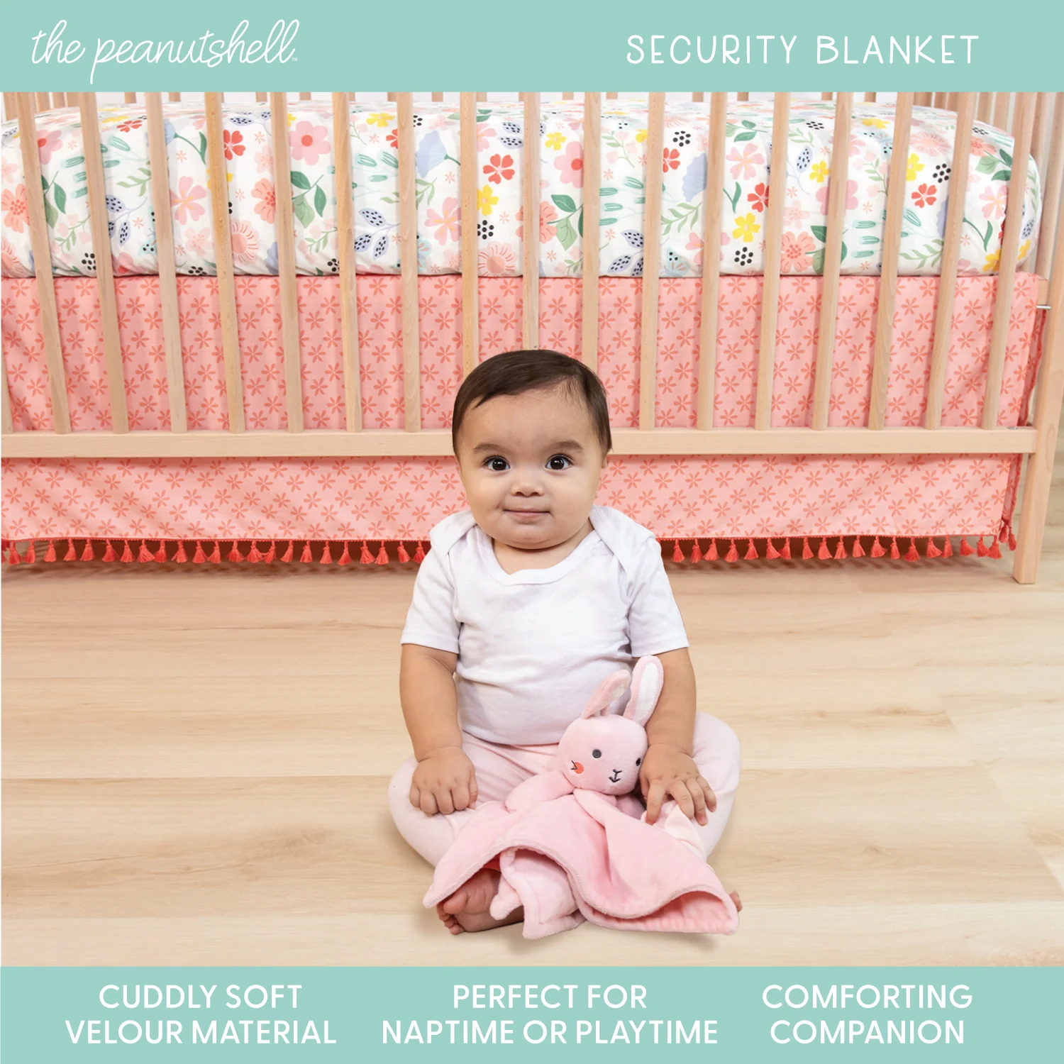 Floral 4-Piece Tummy Time Mat and Security Blanket Crib Bedding Set - Image 6