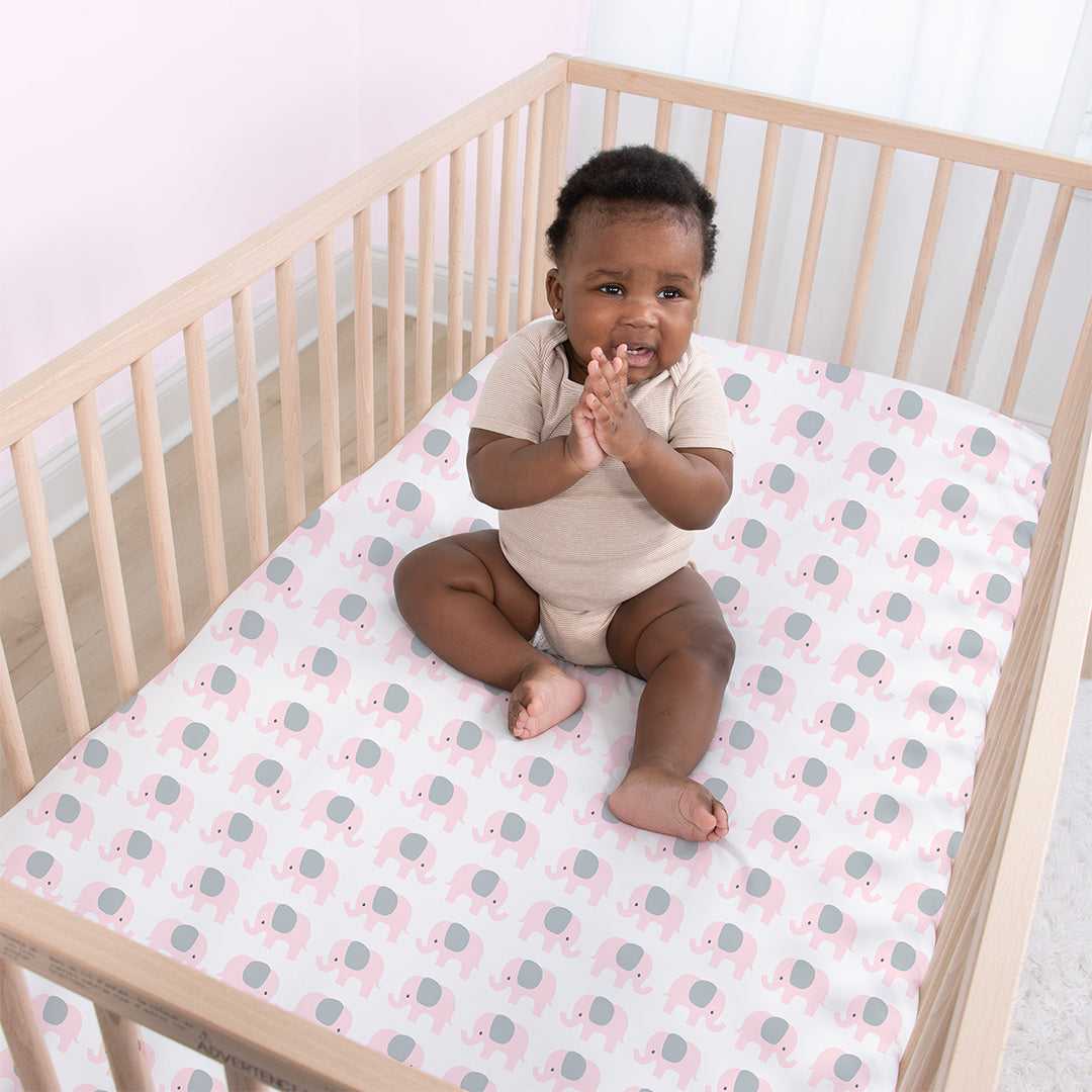 Pink Elephants 4-Pack Baby Girl Fitted Crib Sheet Set - Image 5