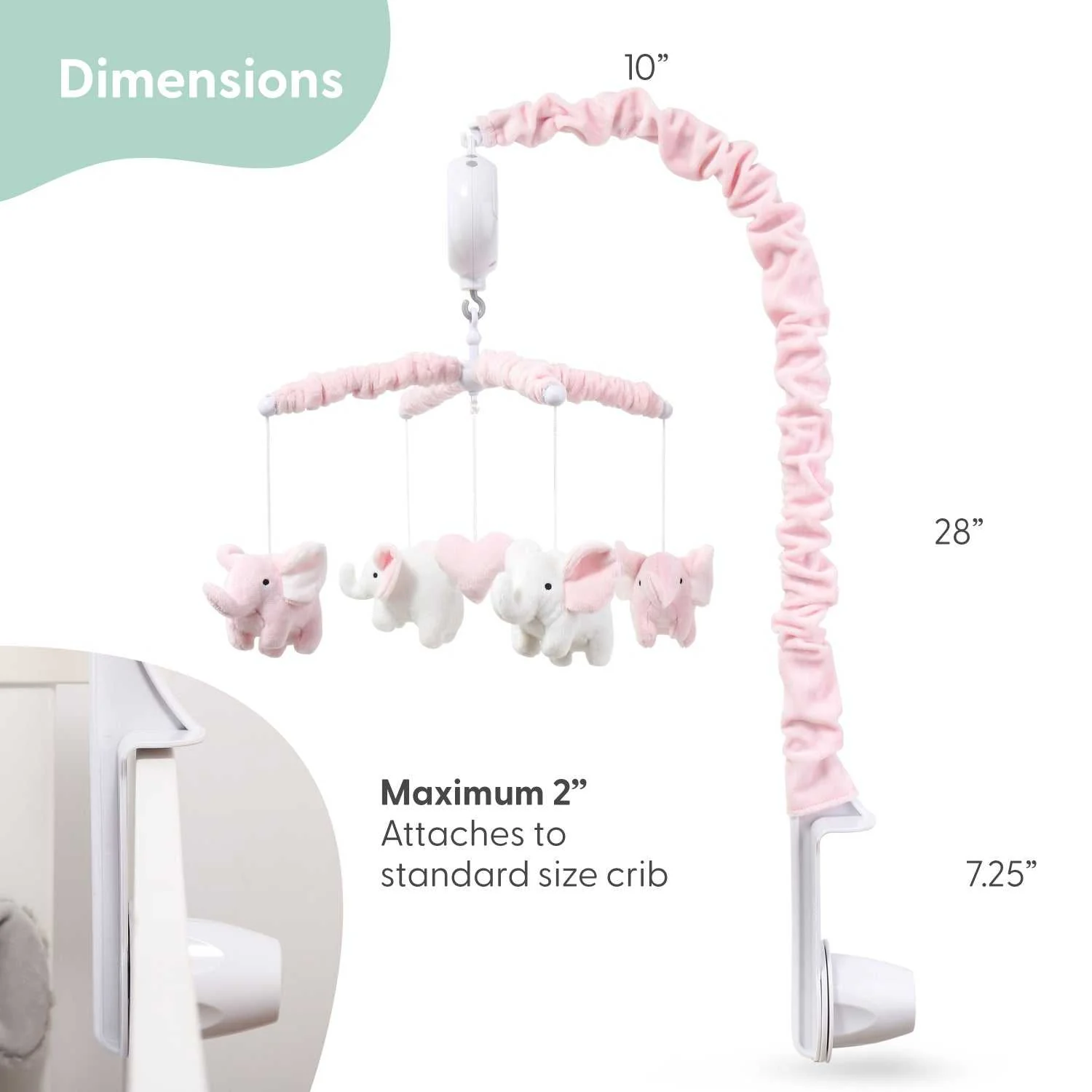 Pink Elephant Baby Musical Crib Mobile for Girls - Image 4