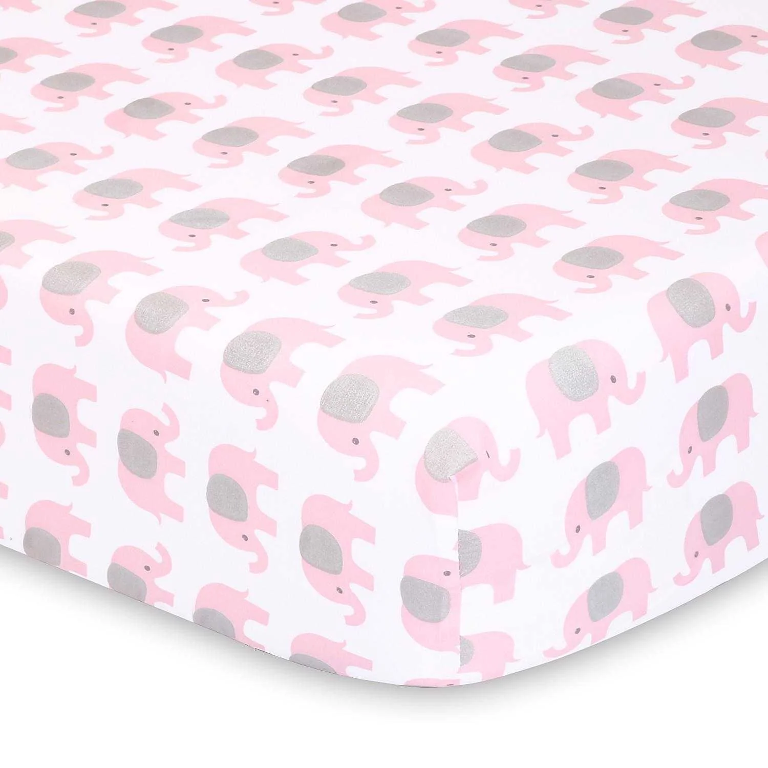 Pink Elephants 2-Pack Baby Girl Fitted Crib Sheet Set - Image 2