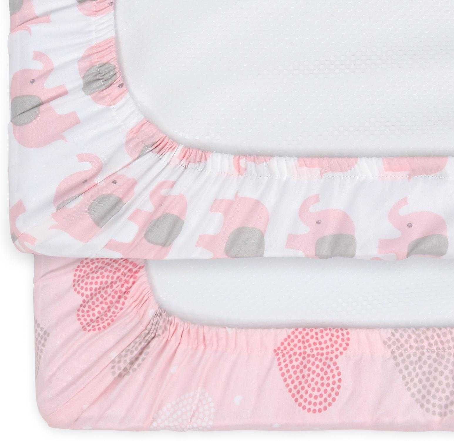 Pink Elephants & Hearts Changing Pad Covers - Image 4
