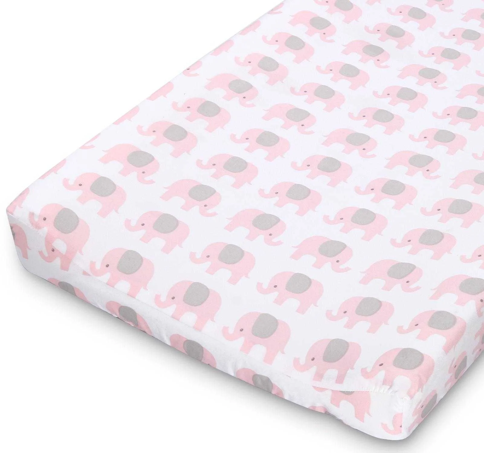 Pink Elephants & Hearts Changing Pad Covers - Image 5