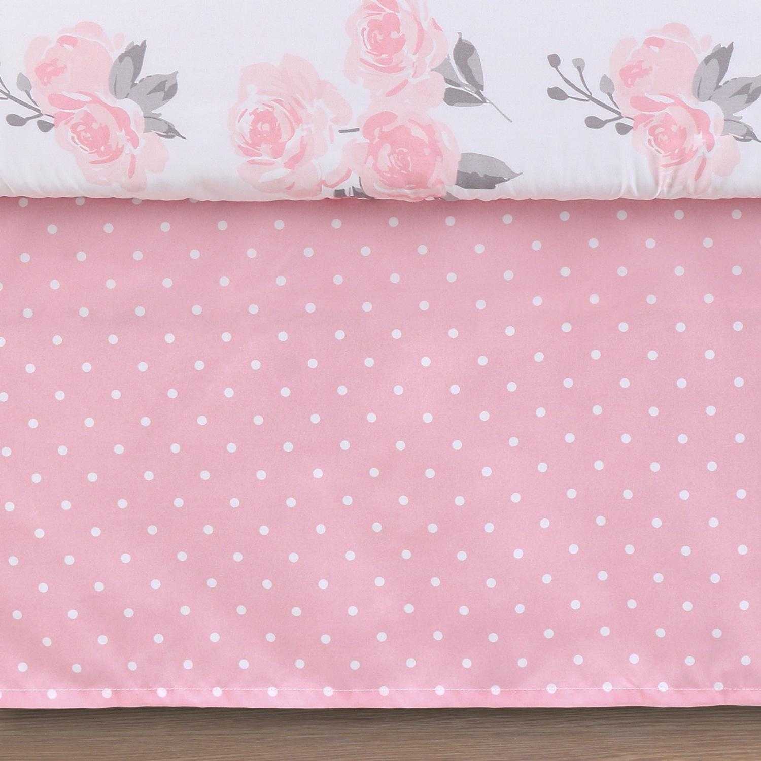 Pink Floral 3-Piece Crib Bedding Set - Image 5