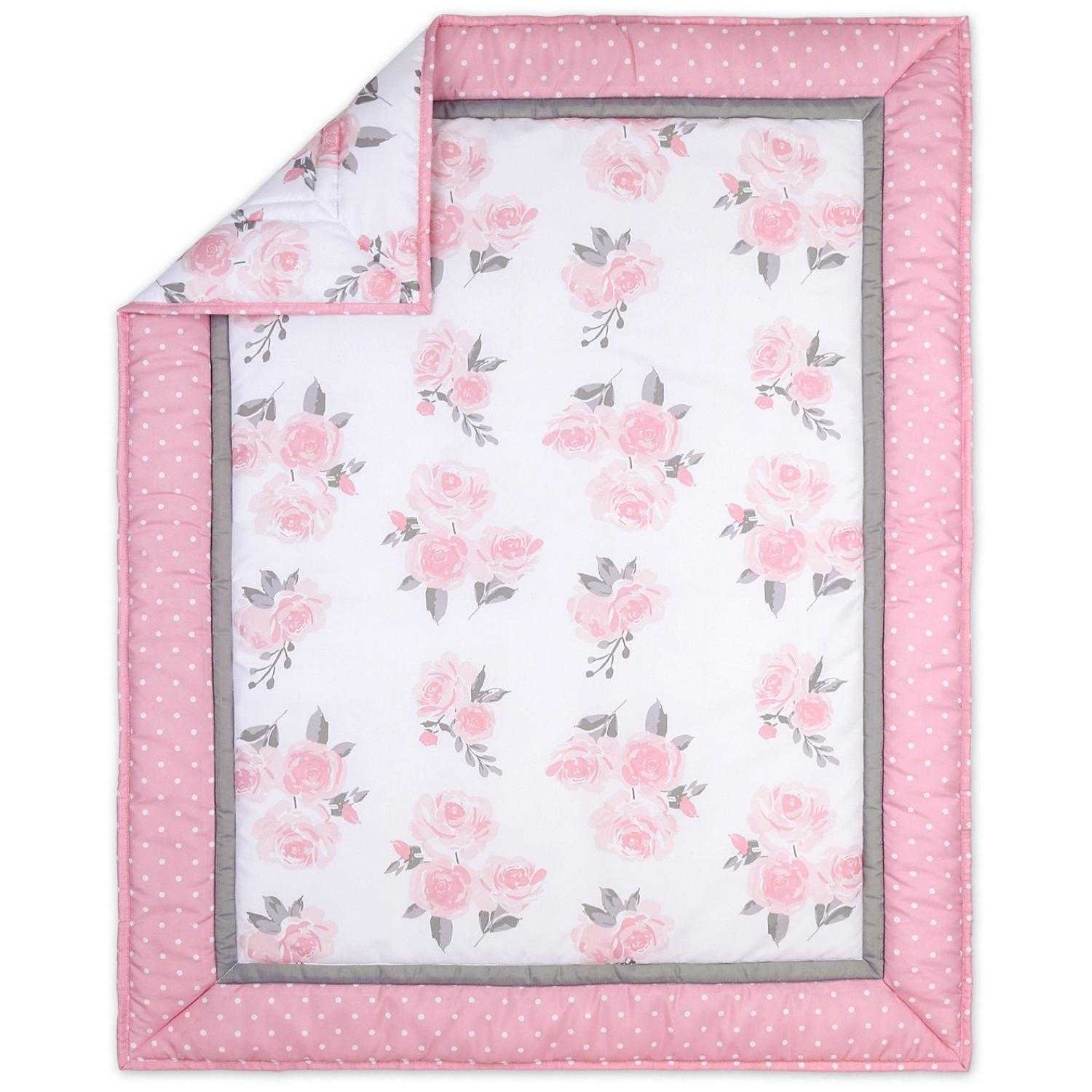 Pink Floral 3-Piece Crib Bedding Set - Image 6