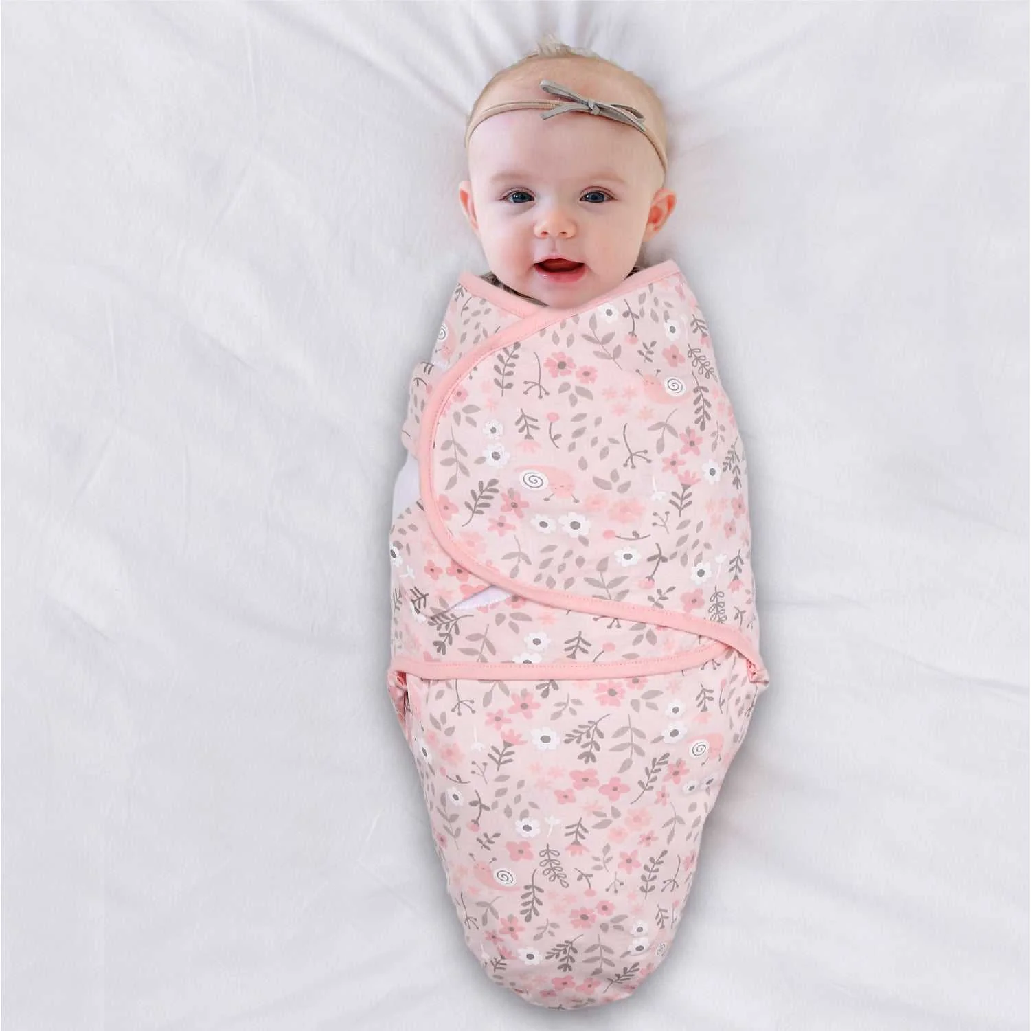 Pink Floral Baby Swaddle Blankets Set of 3 - Image 4