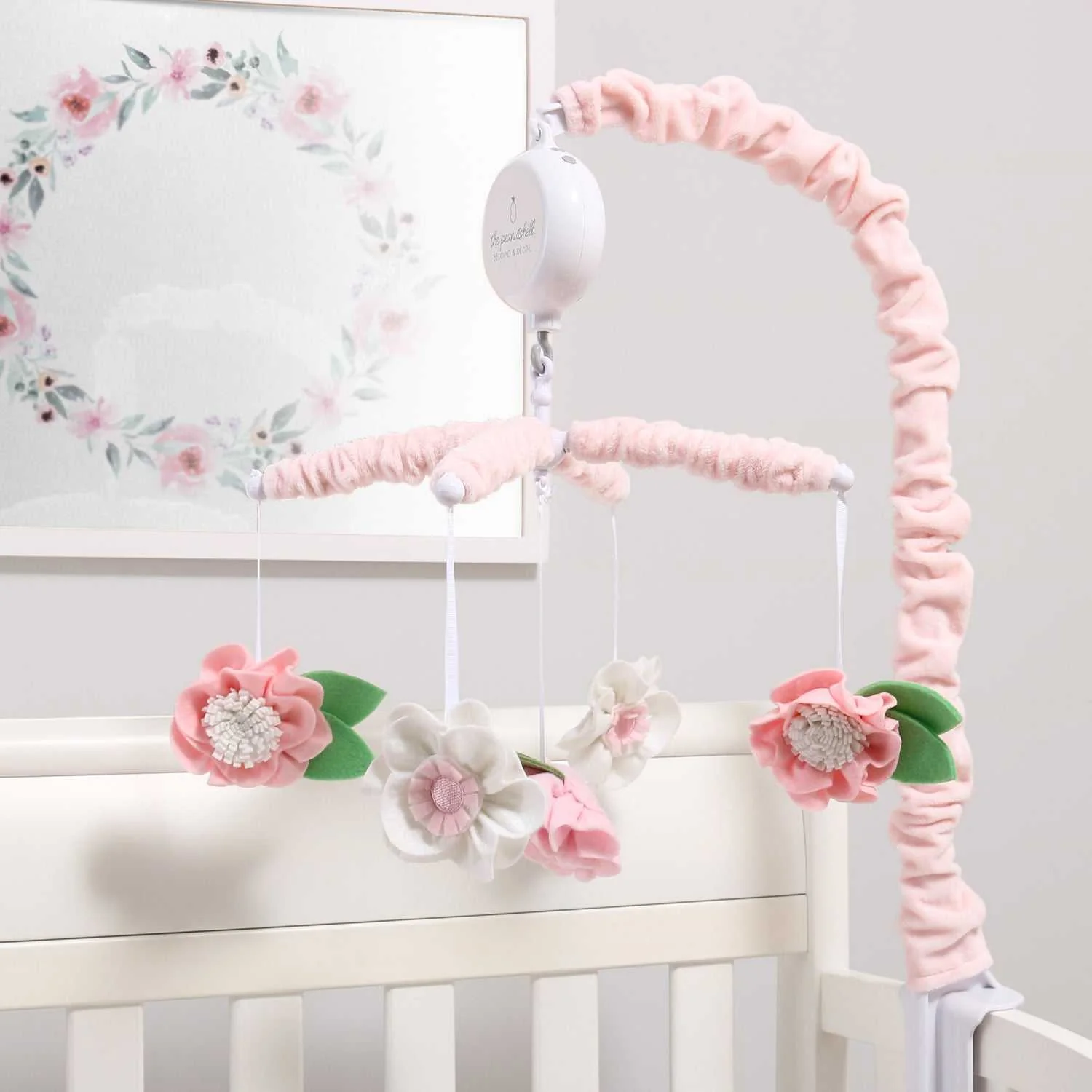 Pink Floral Baby Musical Crib Mobile for Girls - Image 5