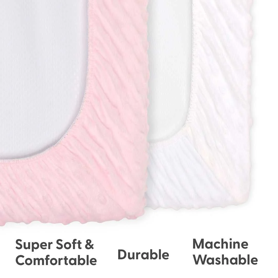 Pink & White Minky Baby Girl Changing Pad Covers Set of 2 - Image 4