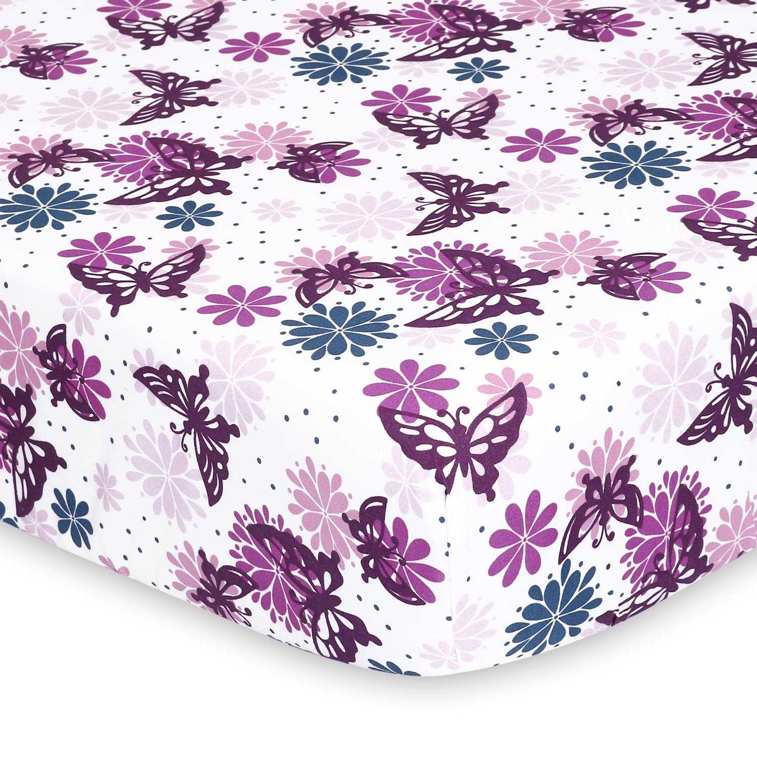 Purple Butterfly and Purple Ditsy Floral 2-Pack Sheet Set - Image 2
