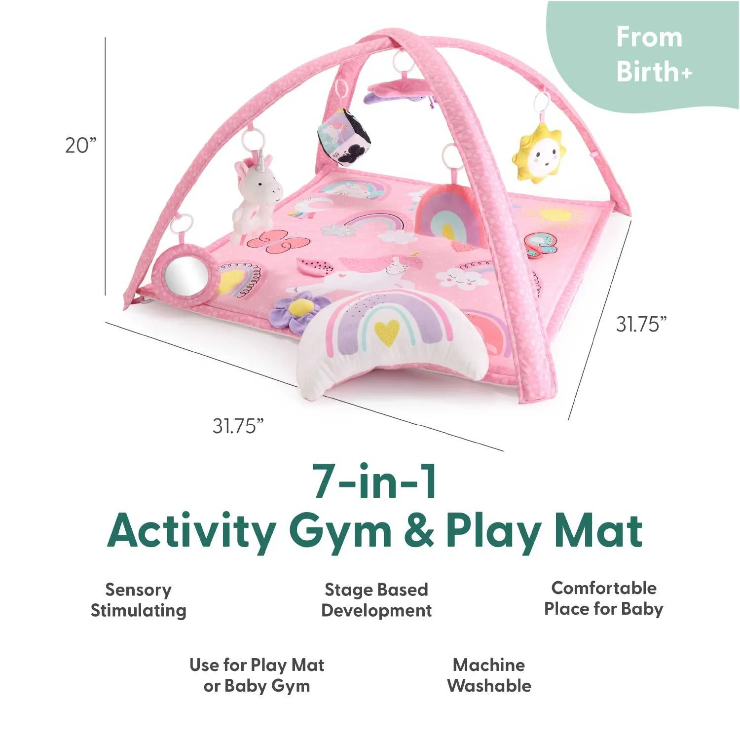 Rainbow Paradise 7-in-1 Baby Activity Gym and Playmat - Image 4