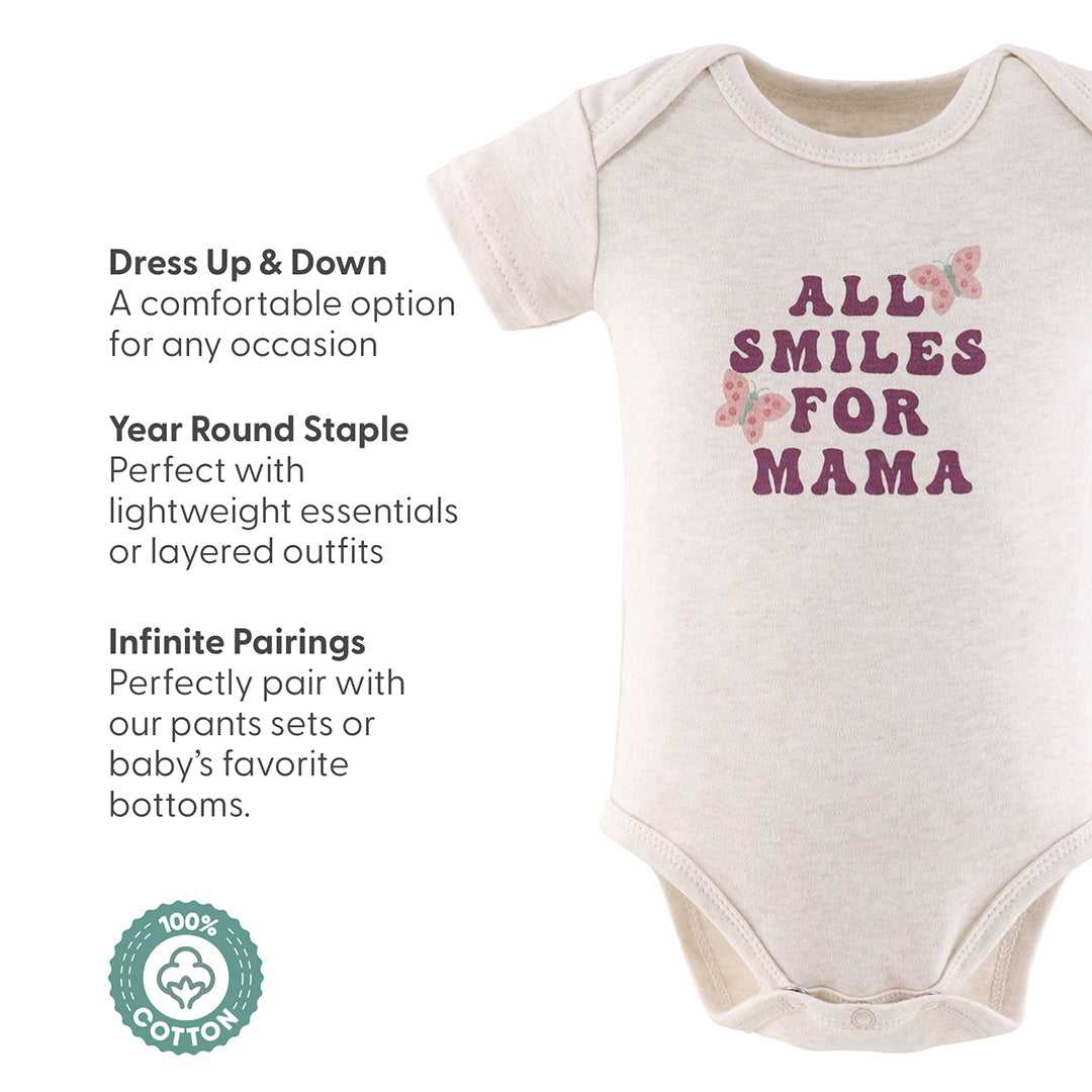 Rainbow Safari Baby Girl Short Sleeve Bodysuits, 7 Pack - Image 4