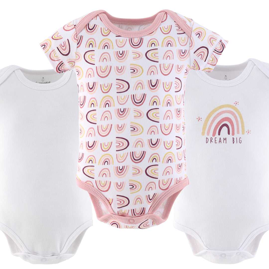 Rainbow Safari Baby Girl Short Sleeve Bodysuits, 7 Pack - Image 5