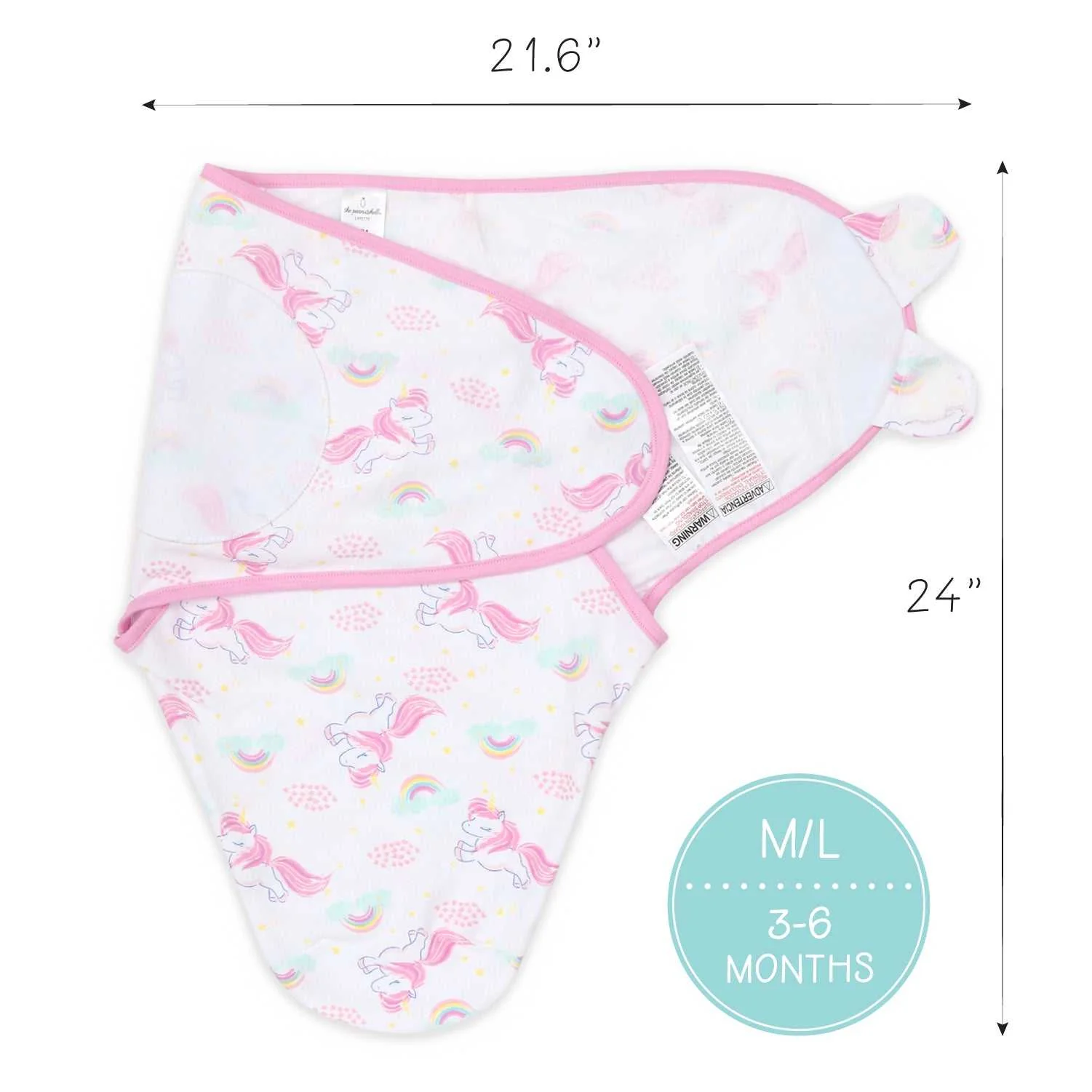 Rainbow Unicorn Swaddles, 3-Pack Set - Image 6