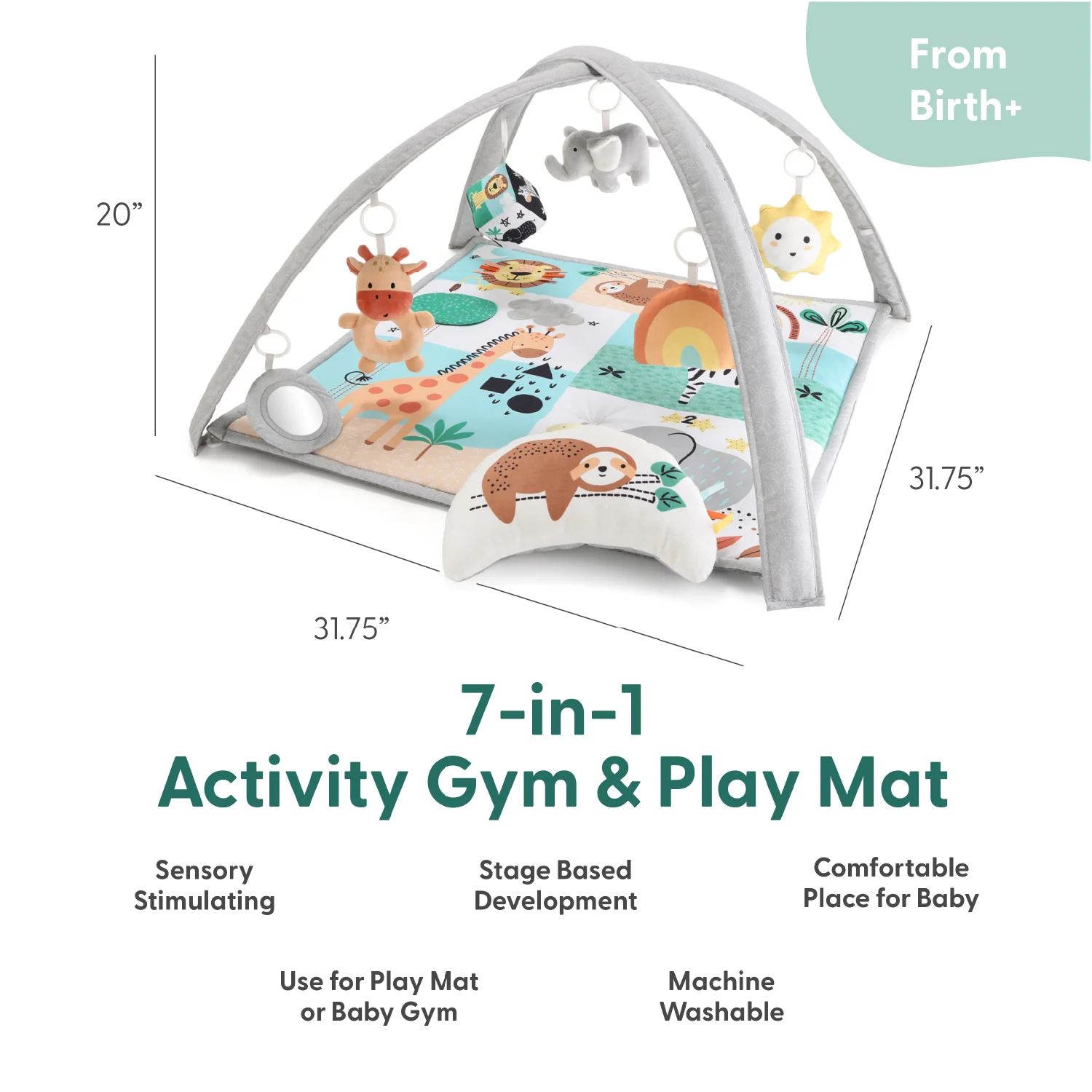 Safari 7-in-1 Baby Activity Gym and Playmat - Image 3