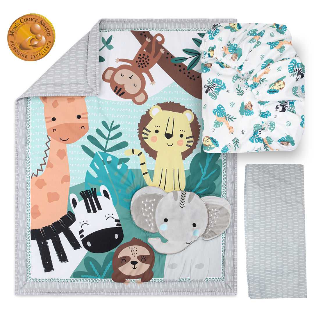 Safari Adventures 3 Piece Baby Crib Bedding Set for Boys & Girls - Image 2