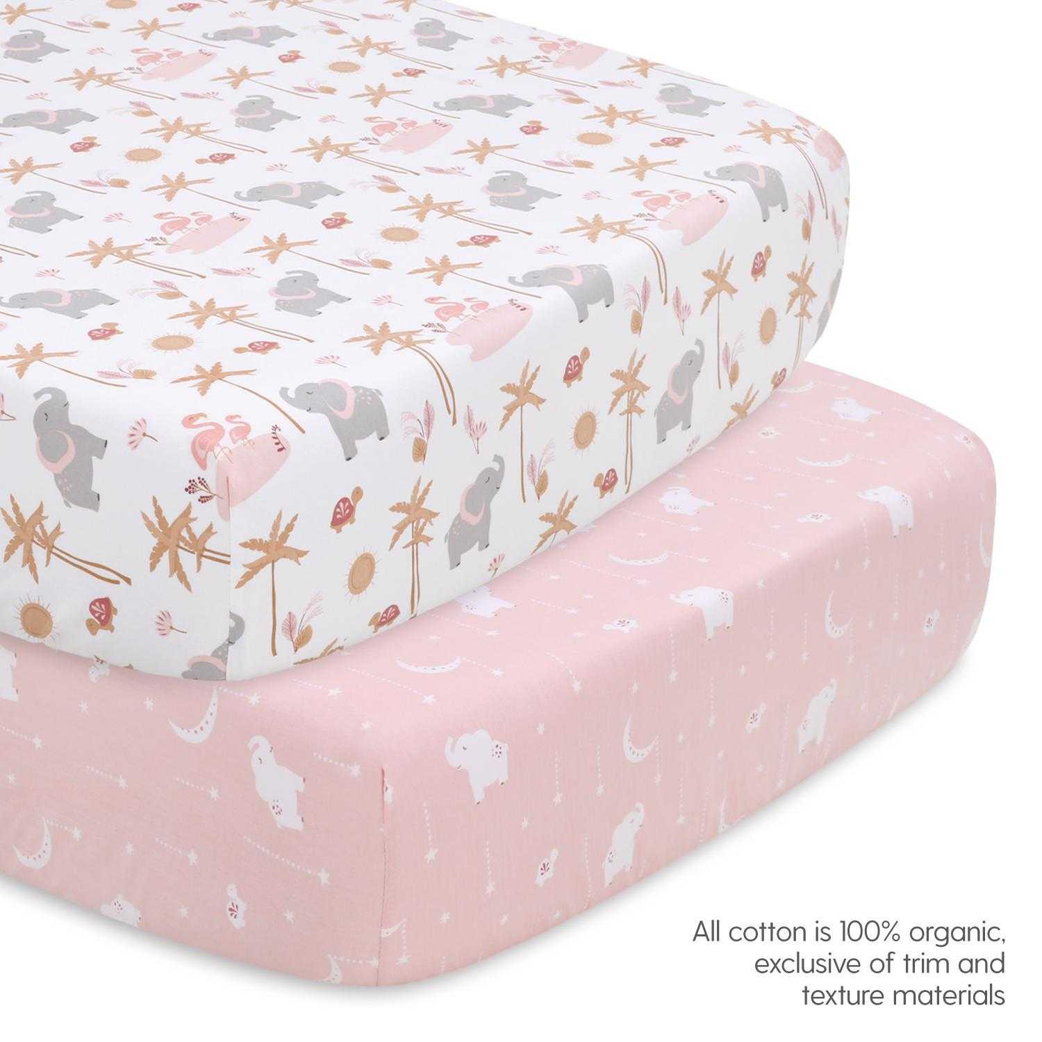 Safari Oasis 4 Piece Organic Cotton Baby Crib Bedding Set for Girls - Image 3