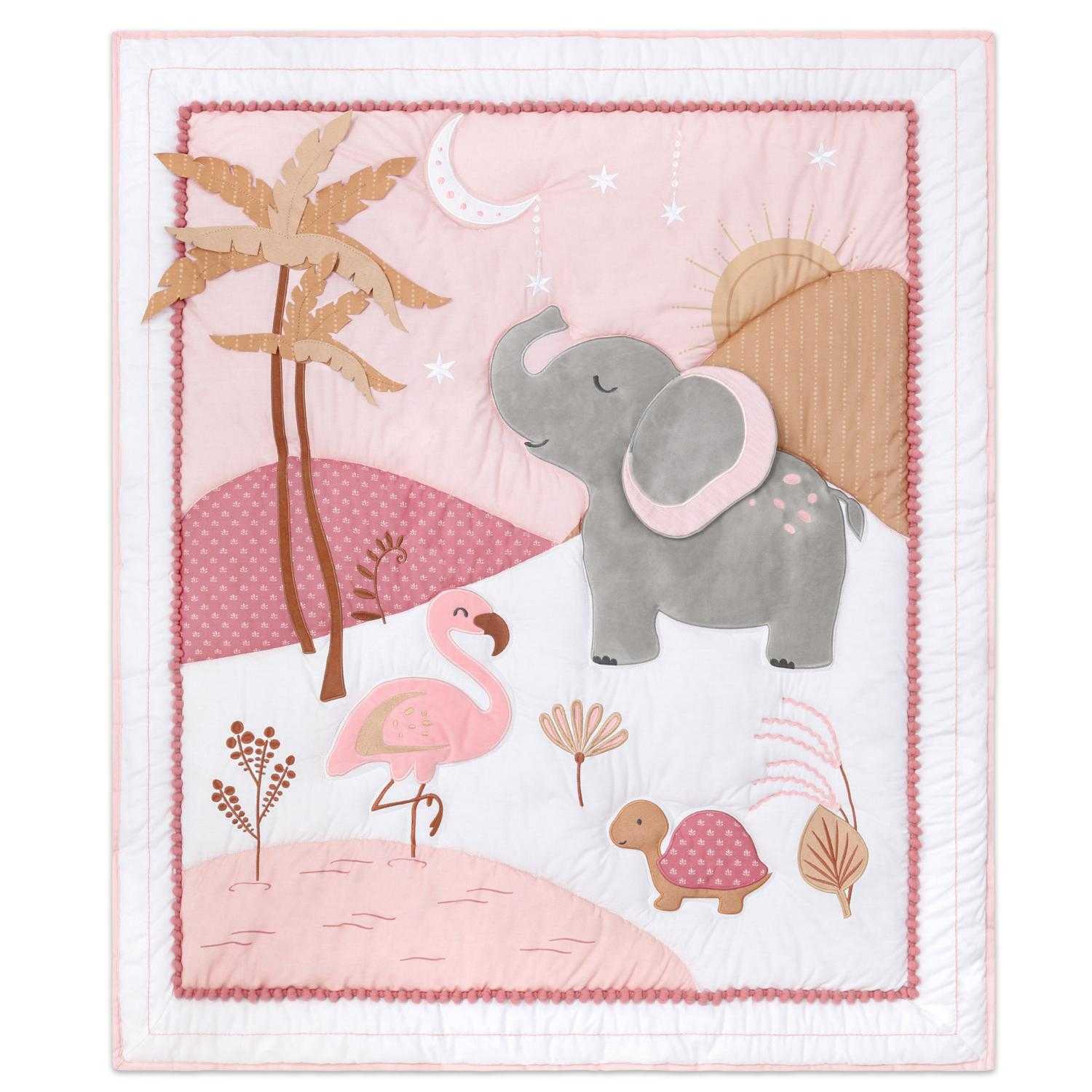 Safari Oasis 4 Piece Organic Cotton Baby Crib Bedding Set for Girls - Image 4
