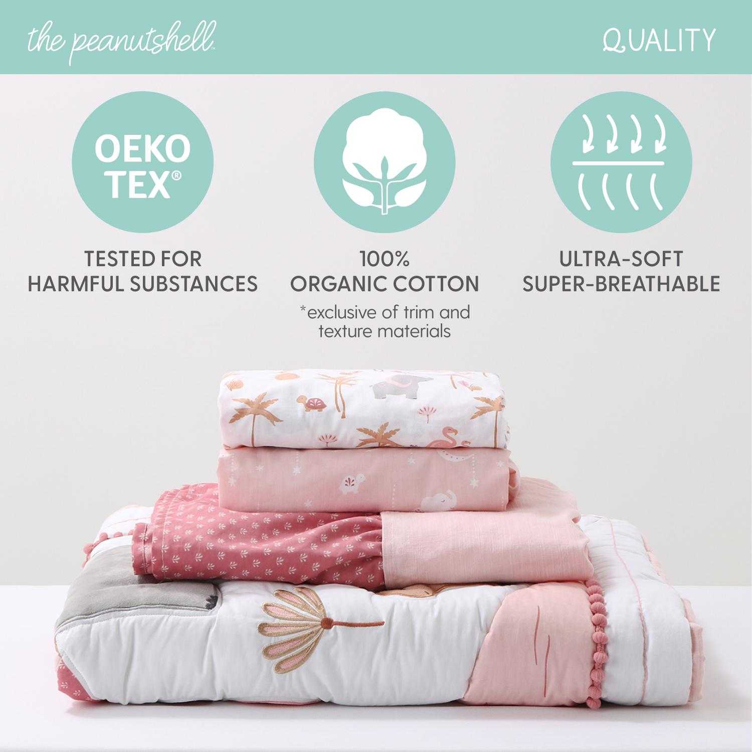 Safari Oasis 4 Piece Organic Cotton Baby Crib Bedding Set for Girls - Image 7