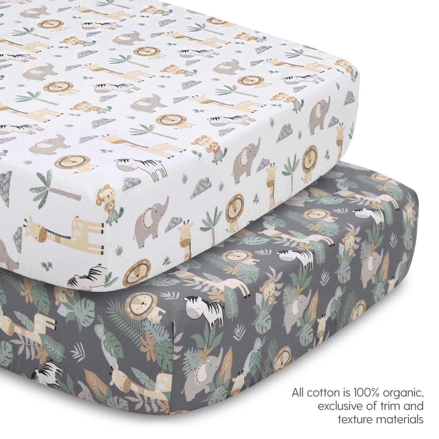 Safari Serenity 4 Piece Organic Cotton Baby Crib Bedding Set for Boys & Girls - Image 3