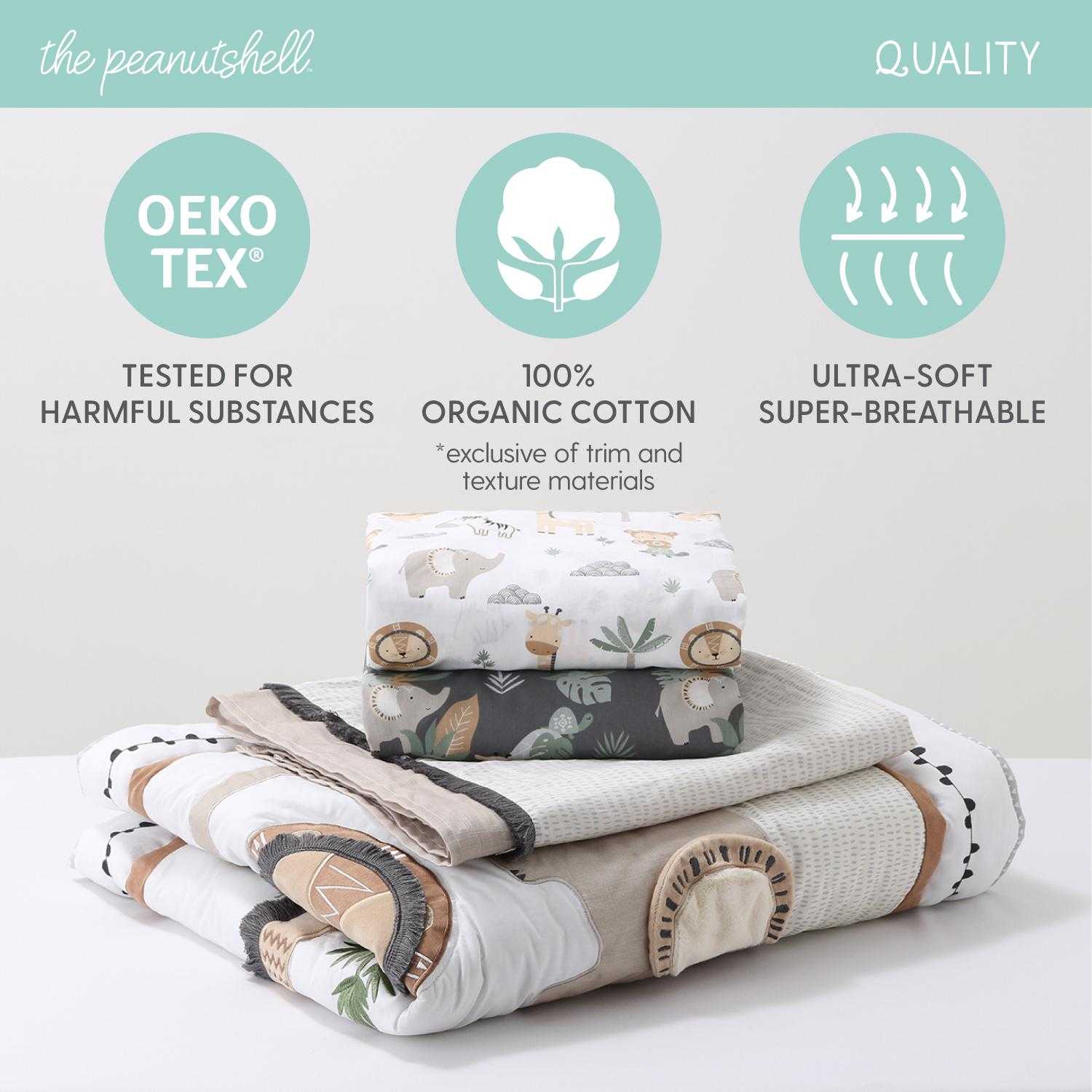 Safari Serenity 4 Piece Organic Cotton Baby Crib Bedding Set for Boys & Girls - Image 7
