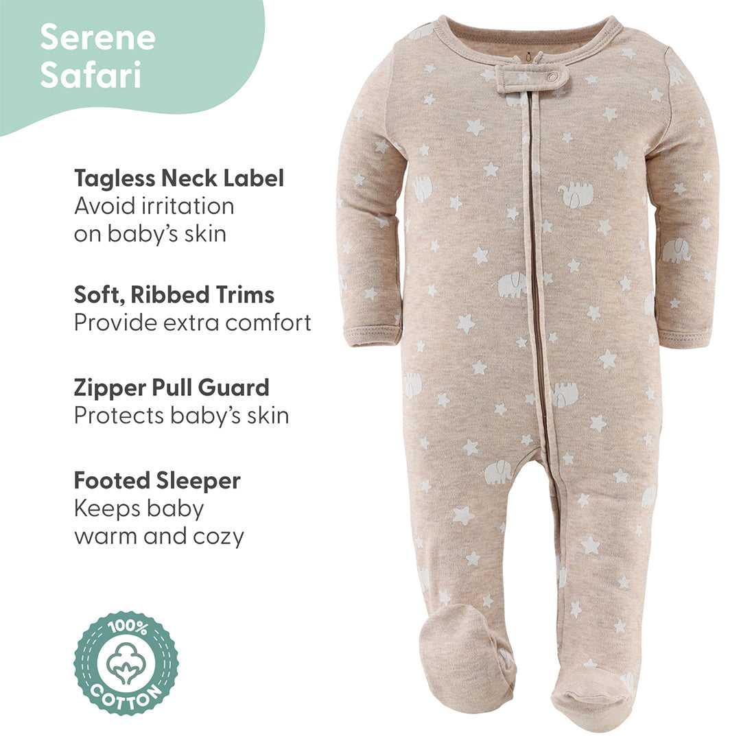 Serene Safari Footed Baby Sleepers for Boys and Girls, 3-Pack, 0 to 3 Months - Image 2