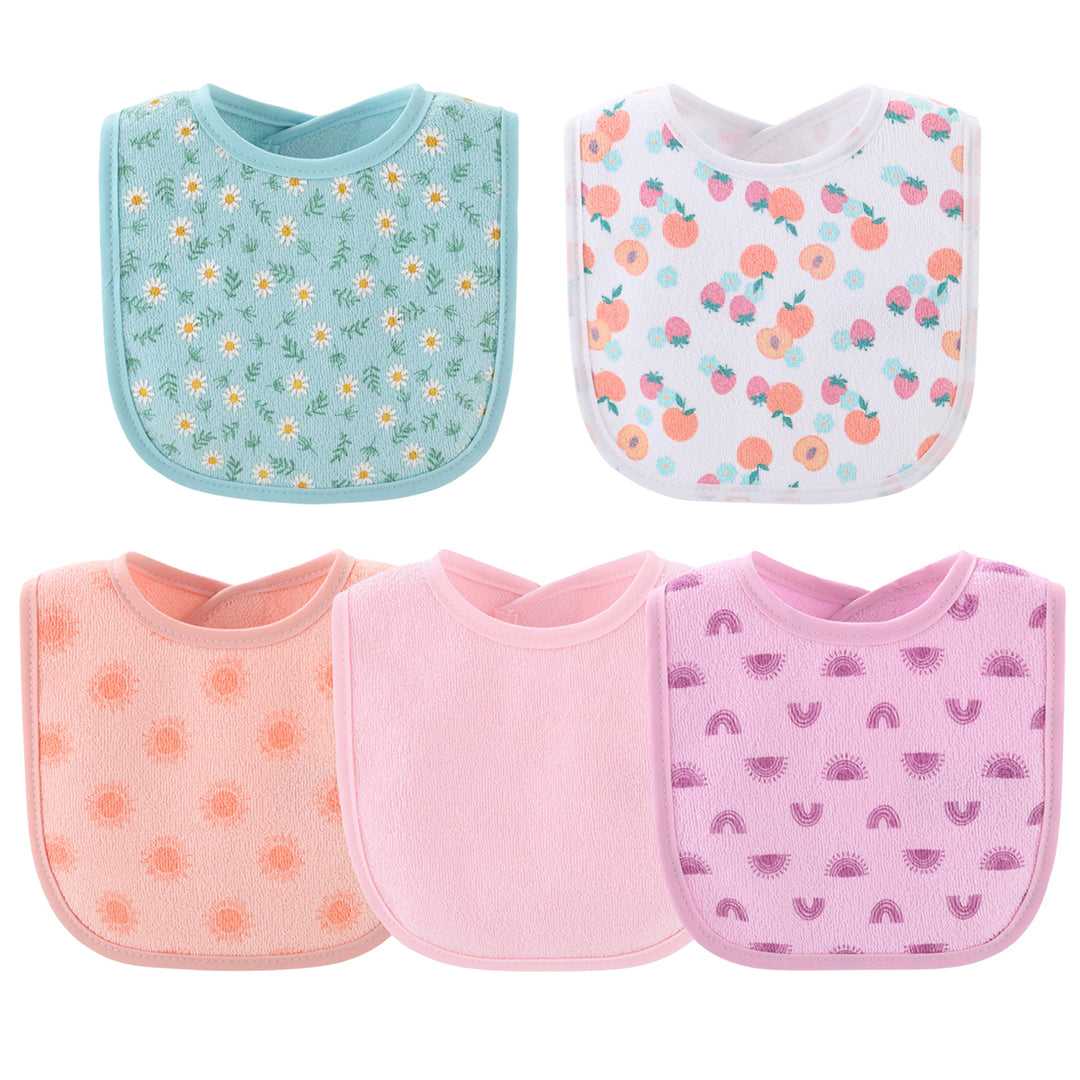 Rainbow Floral Baby Girl Terry Bib Set of 10 - Image 4