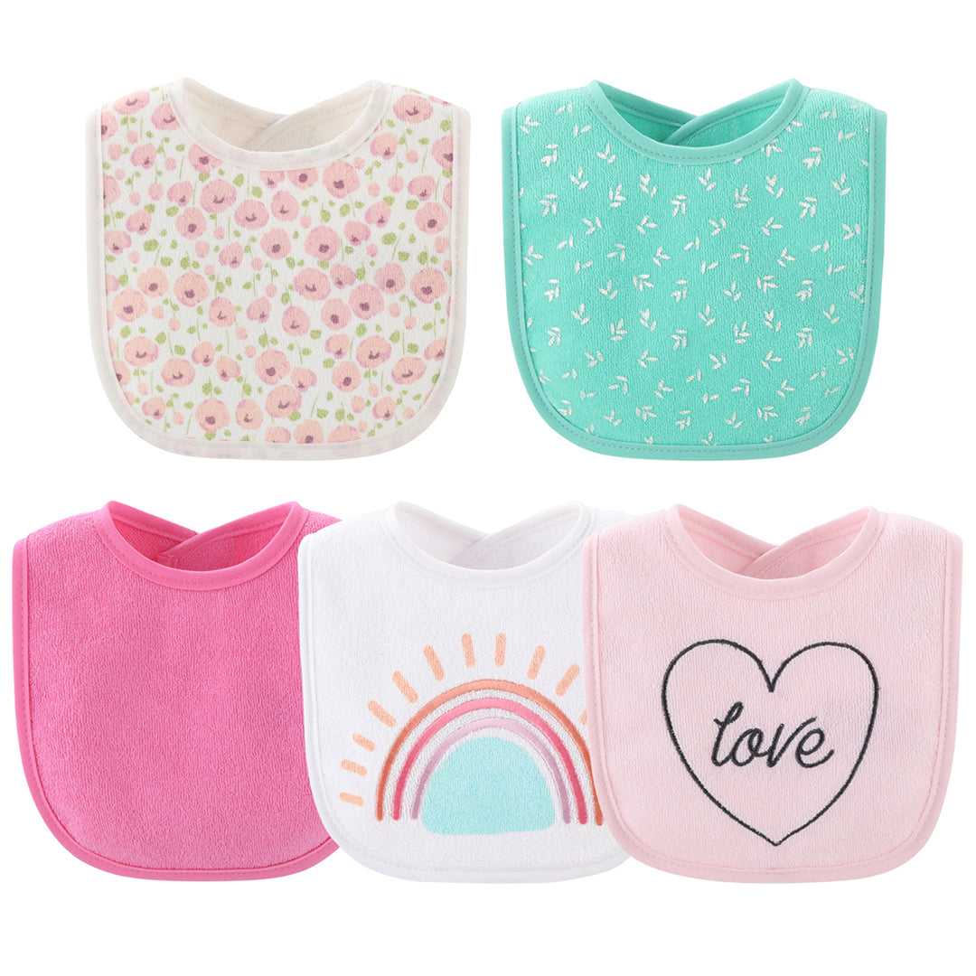 Rainbow Floral Baby Girl Terry Bib Set of 10 - Image 5