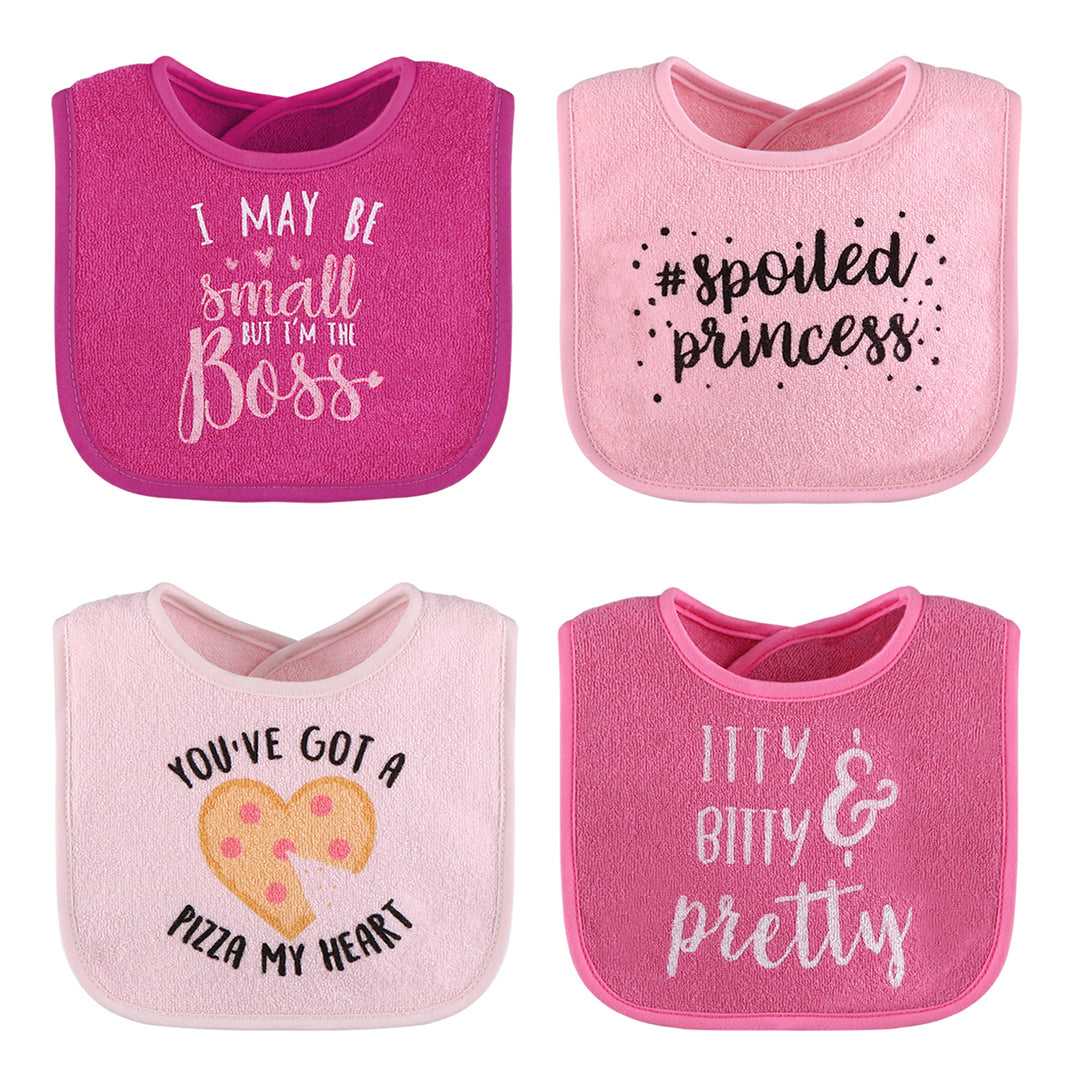 Pink Baby Girl Terry Bib Set of 8 - Image 3