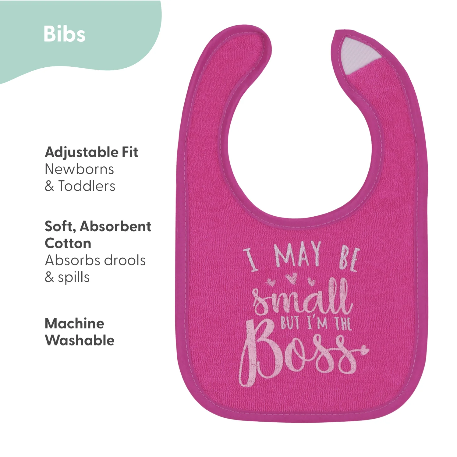 Pink Baby Girl Terry Bib Set of 8 - Image 4